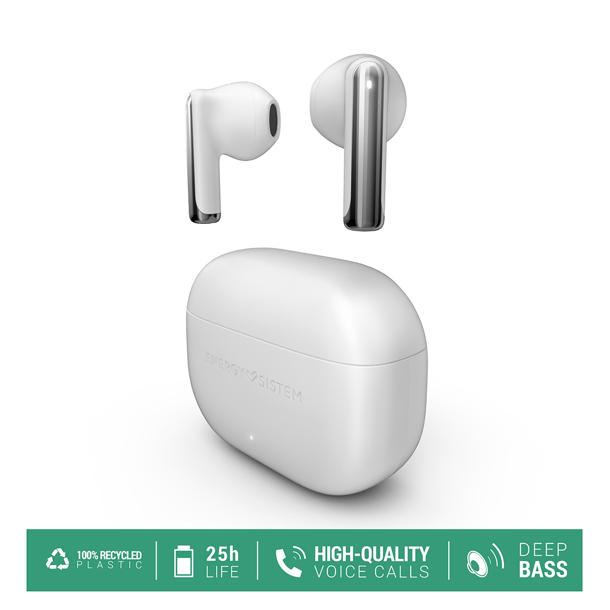 Auriculares True Wireless Energy Sistem StyleBuds Bluetooth, cancelación de ruido en micrófono, hasta 25h. autonomía y resistencia IPX4 - Blanco Blanco-6