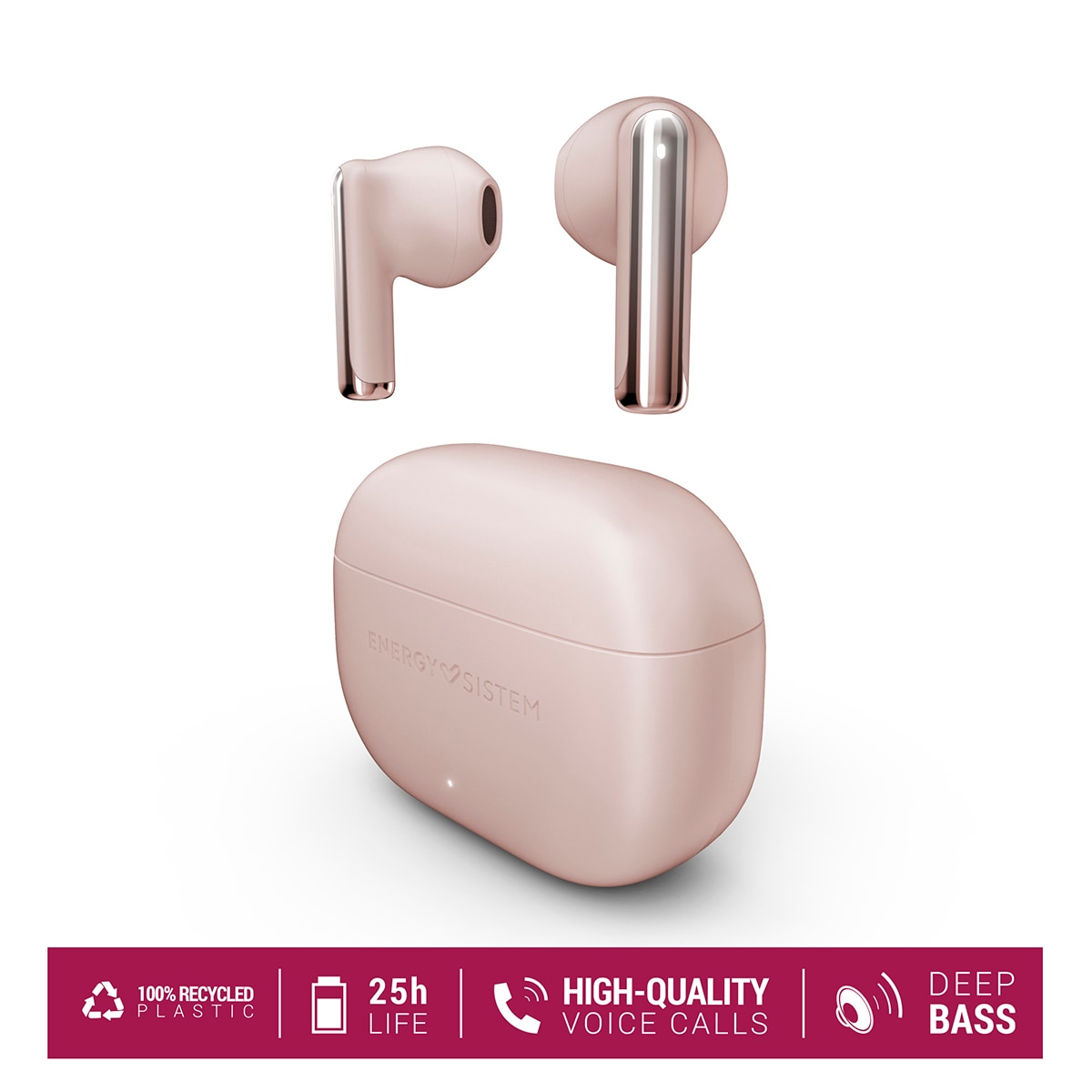 Auriculares True Wireless Energy Sistem StyleBuds Bluetooth, cancelación de ruido en micrófono, hasta 25h. autonomía y resistencia IPX4 - Rosa Rosa-6