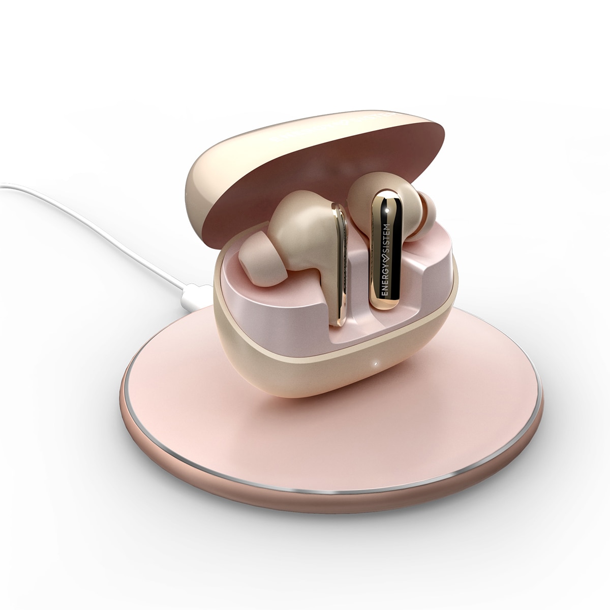 Auriculares de botón Energy Sistem Serenity ANC Ultra Bluetooth, Cancelación de Ruido Híbrida, 25h batería, Carga Inalámbrica Qi, Resistencia IPX4 - Rosa Rosa-4