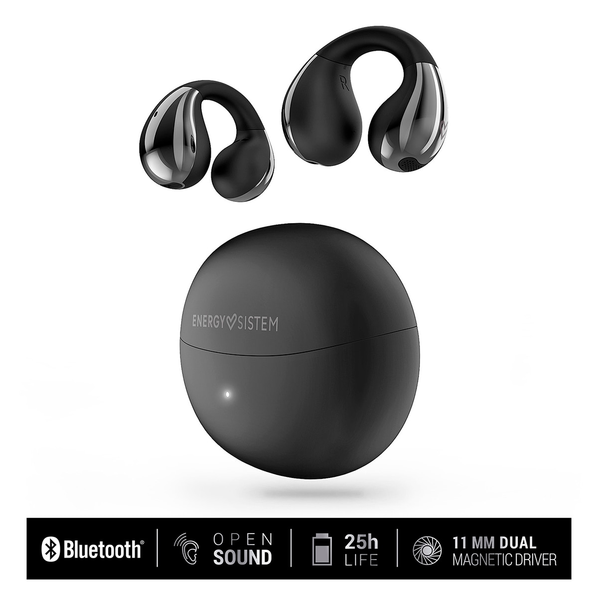 Auriculares True Wireless Energy Sistem CoolPods, Open Sound. 25h batería, cancelación de ruido en llamadas, resistencia IPX4, Multipunto Negro-5
