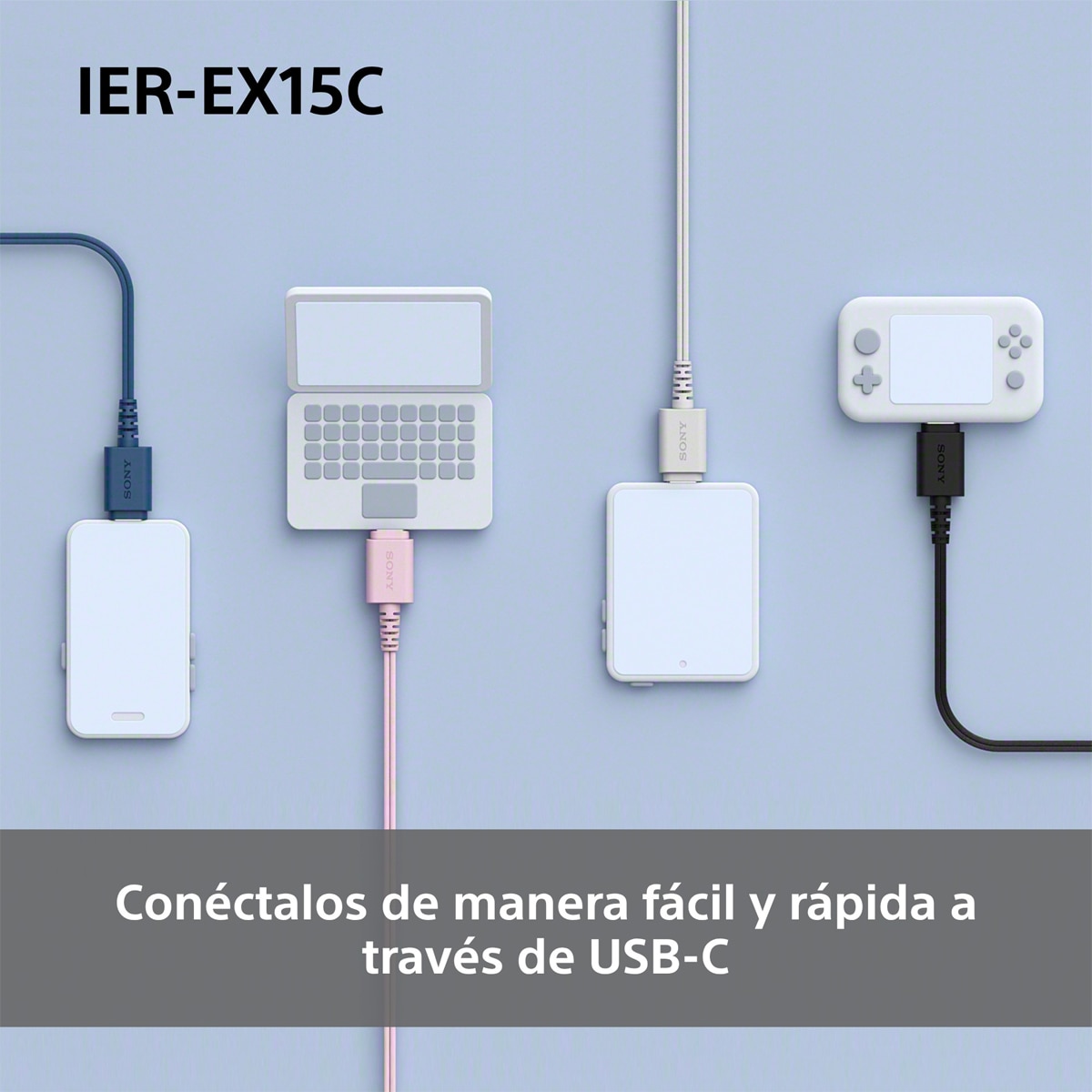 Auriculares de botón Sony IER-EX15C con micro y cable USB-C - Azul Azul-3