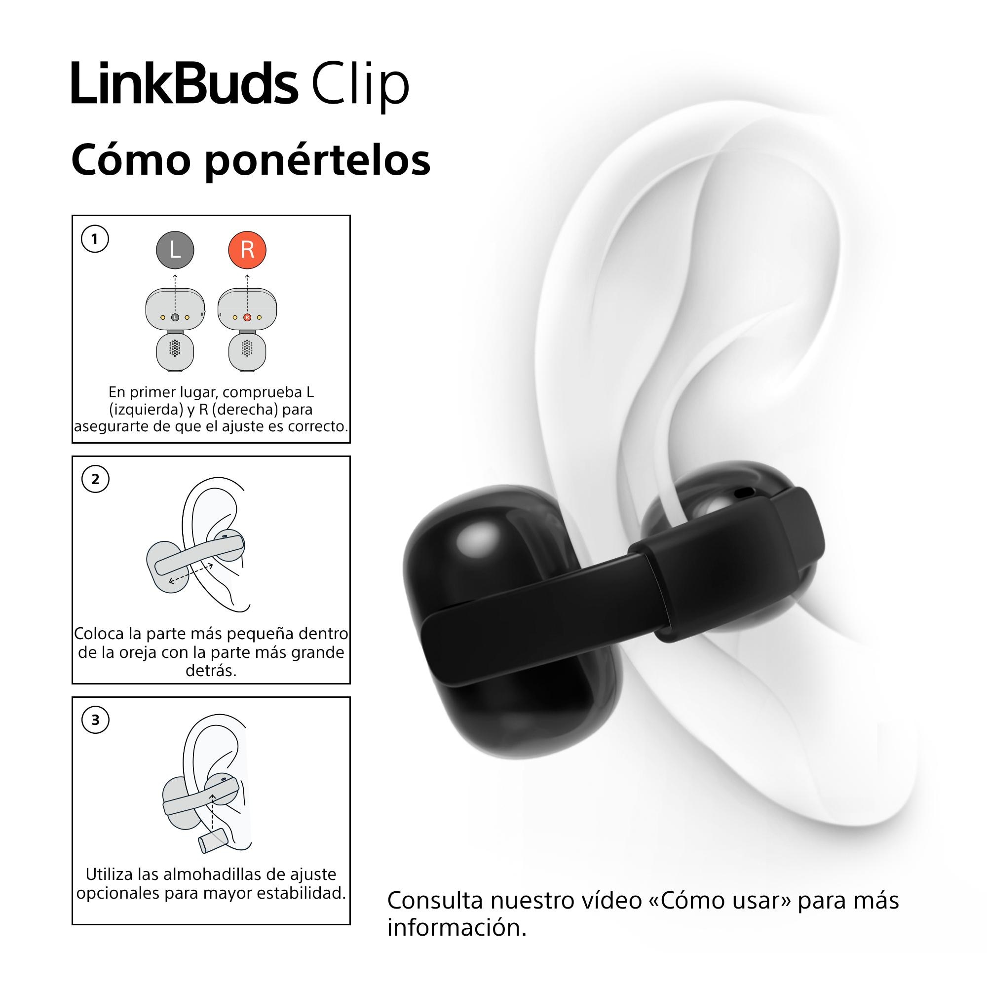 Auriculares inalámbricos Sony LinkBuds Clip, Bluetooth, IPX4, 37 horas de Batería Negro-14