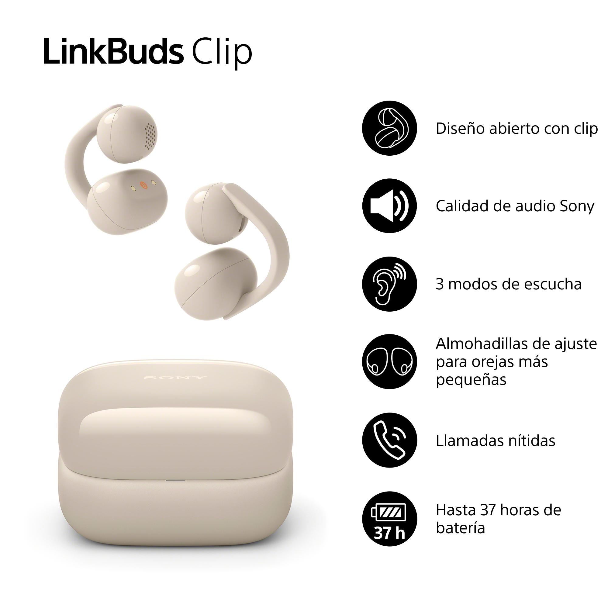 Auriculares inalámbricos Sony LinkBuds Clip, Bluetooth, IPX4, 37 horas de Batería - Beige Beige-3