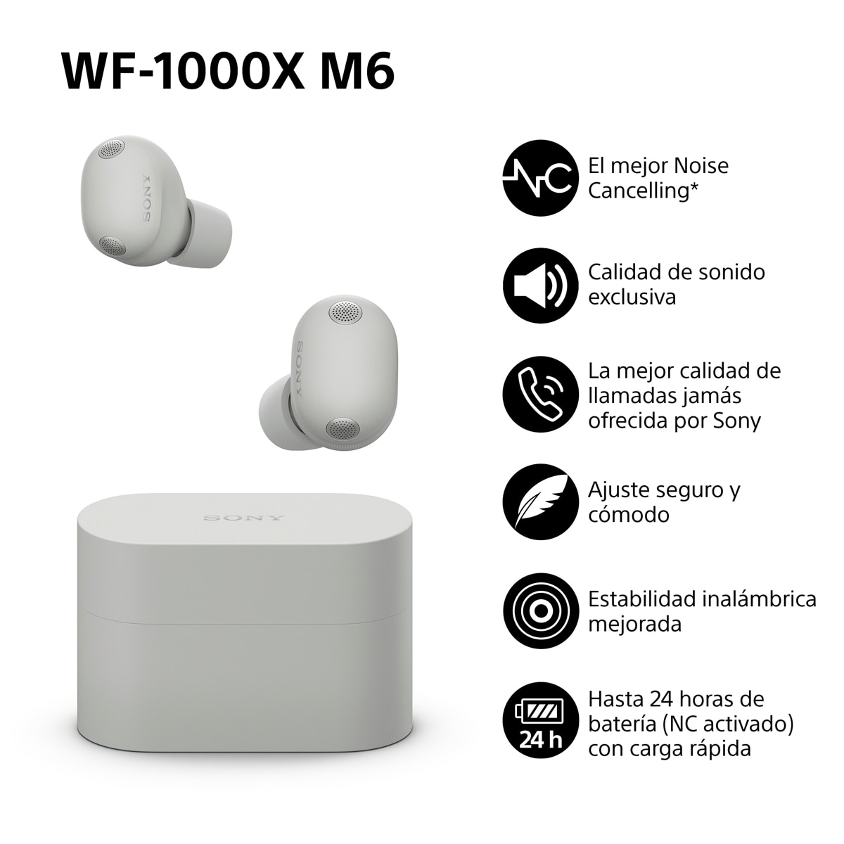 Auriculares True Wireless Sony WF-1000XM6 con cancelación de ruido, Bluetooth, IPX4, 24 horas de batería - Argenta Argenta-4