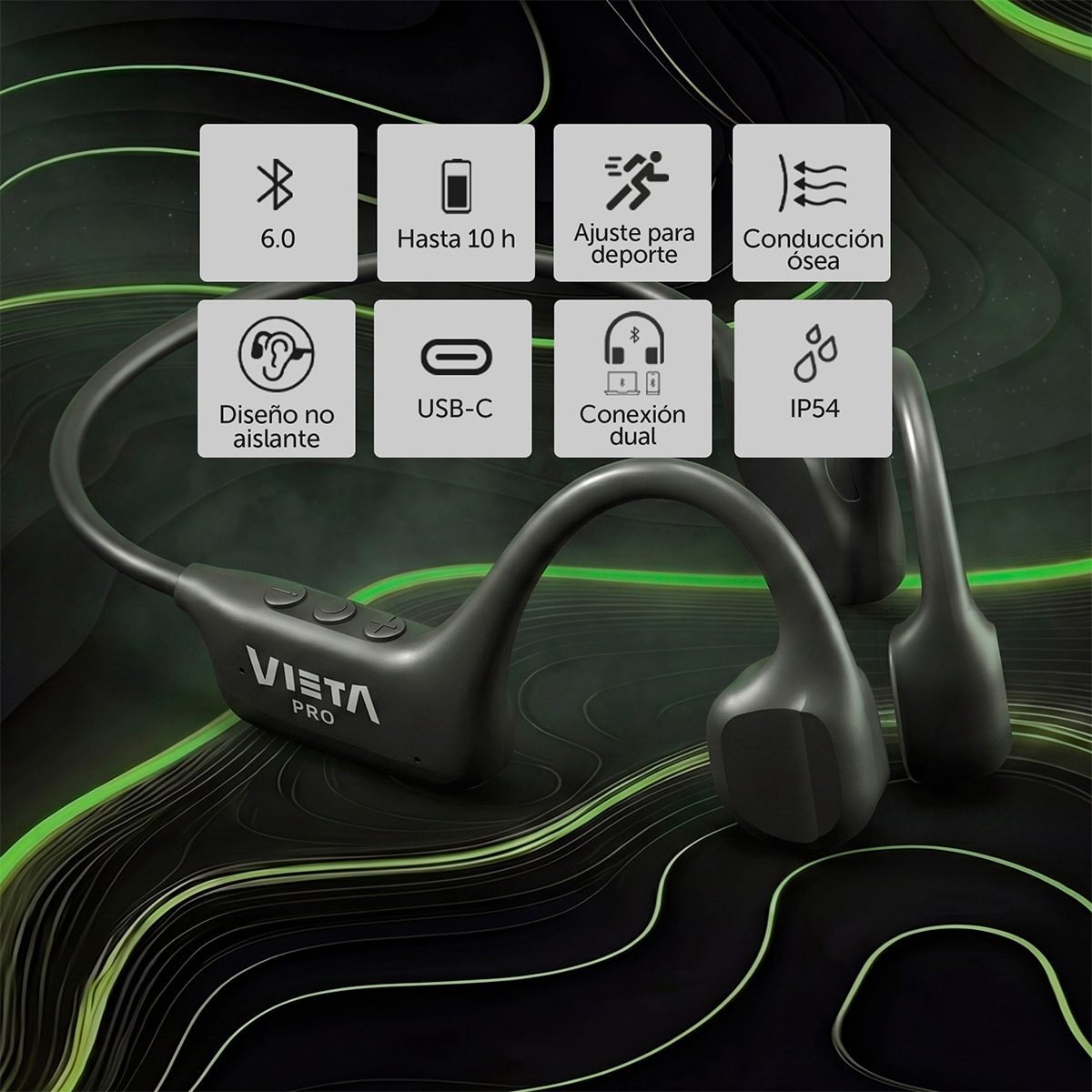 Imagen 8 de Auriculares de conducción ósea Vieta Pro Bone 2, Bluetooth, - Negro Negro