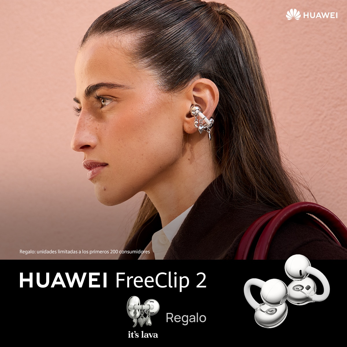 Auriculares True Wireless Huawei FreeClip 2 Blanco + Charm It's lava Blanco-3