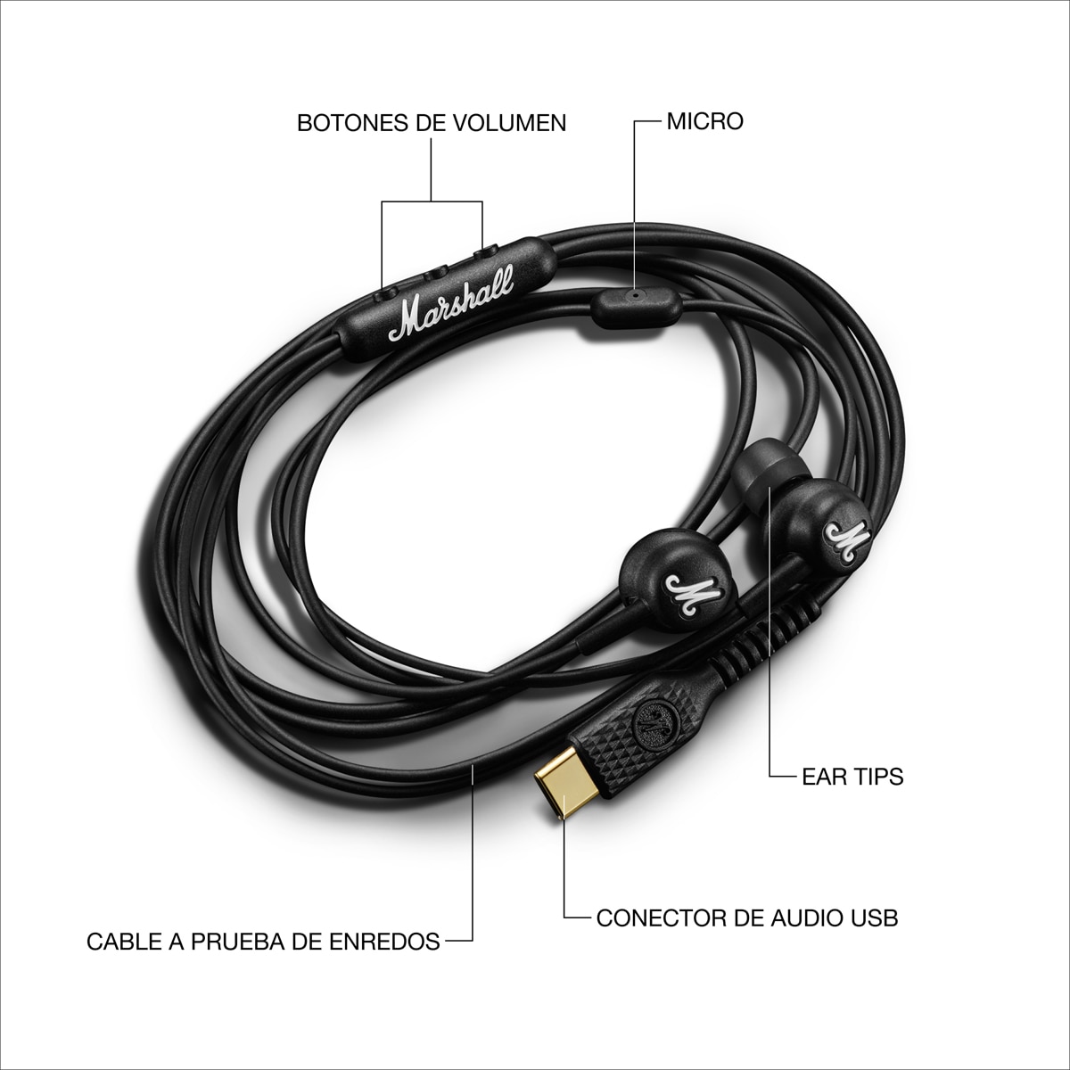 Auriculares de botón con cable Marshall Mode USB-C Negro-6