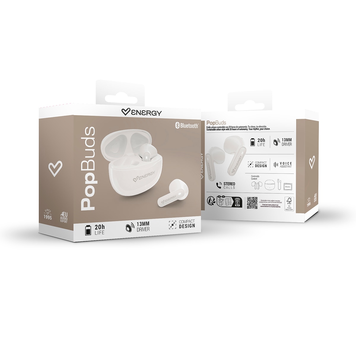 Imagen 6 de Auriculares True Wireless ENERGY SISTEM PopBuds Bluetooth 6.0 - Crema Crema