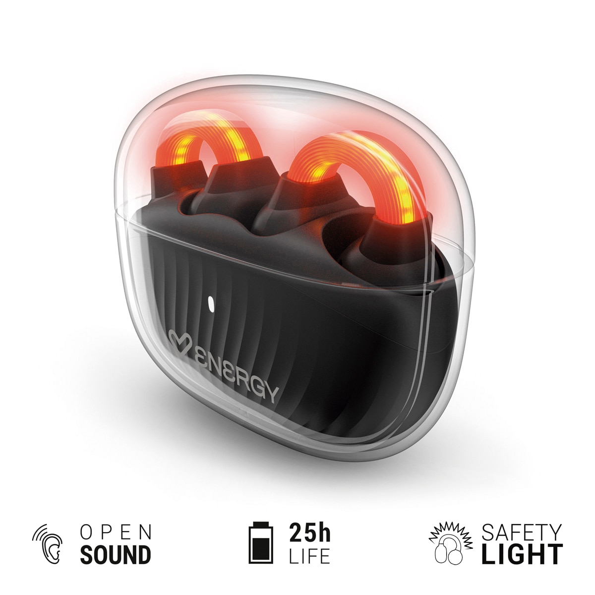 Auriculares Clip ENERGY SISTEM LightPods, Open Sound - Transparente / Naranja Transparente / Naranja-6