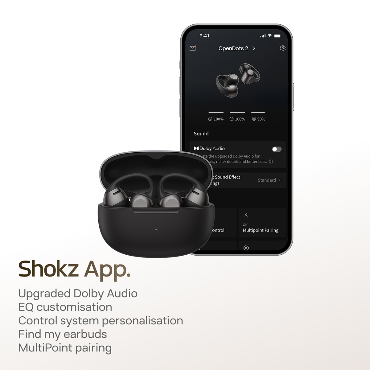 Auriculares de clip Shokz OpenDots 2 - Negro Negro-4