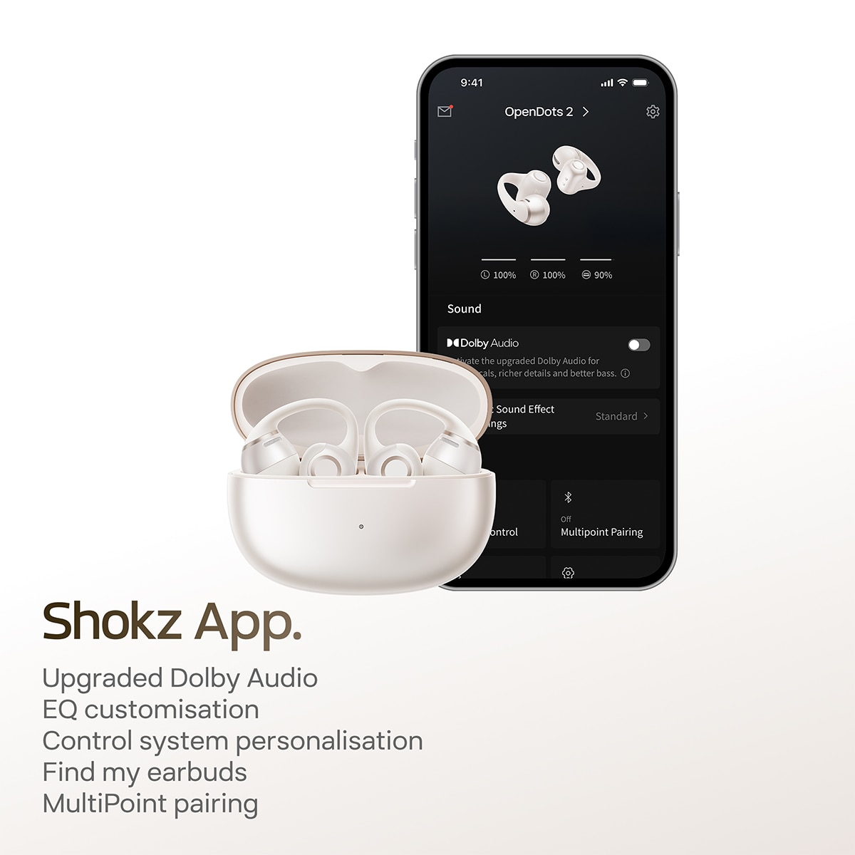 Auriculares de clip Shokz OpenDots 2 - Blanco Perla Blanco Perla-5