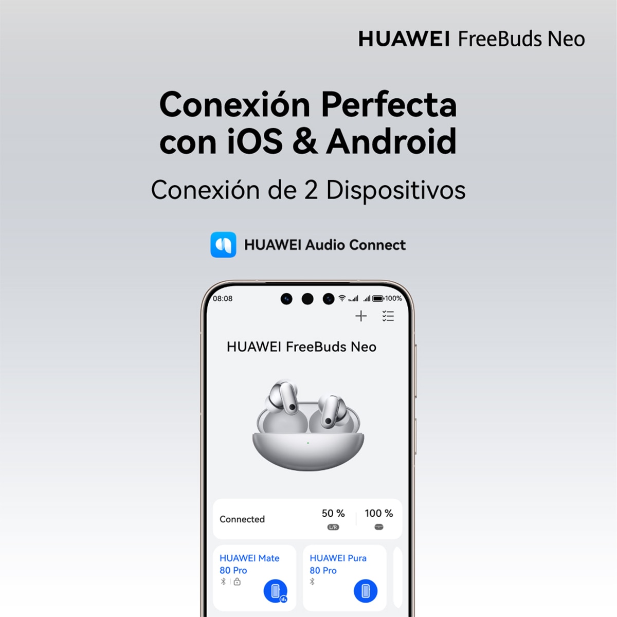 Auriculares True Wireless Huawei FreeBuds Neo con cancelación activa de ruido - Plata Plata-15