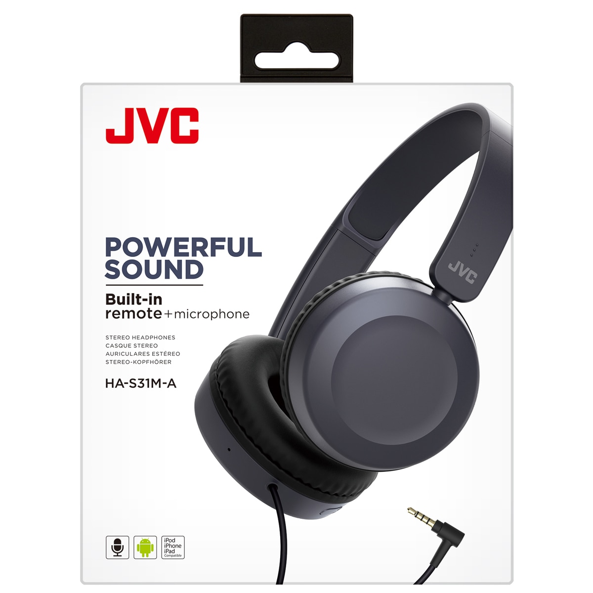 Auriculares de diadema JVC HA-S31M-A-E Azul con controlador y micrófono Azul-5