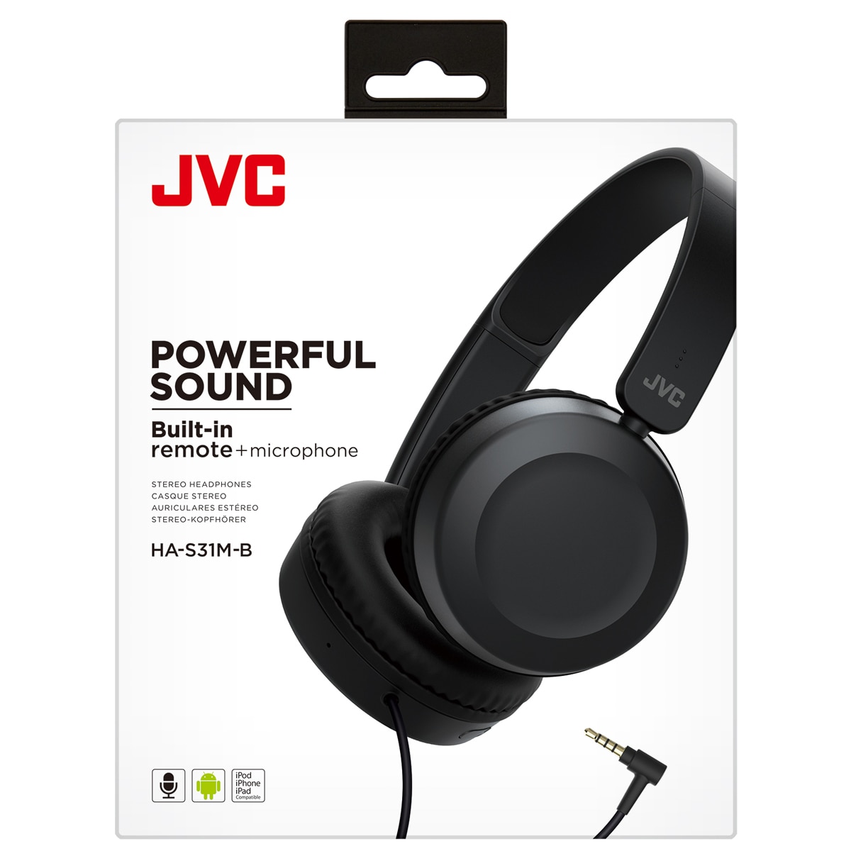 Auriculares de diadema JVC HA-S31M-B-E Negro con controlador y micrófono Negro-6