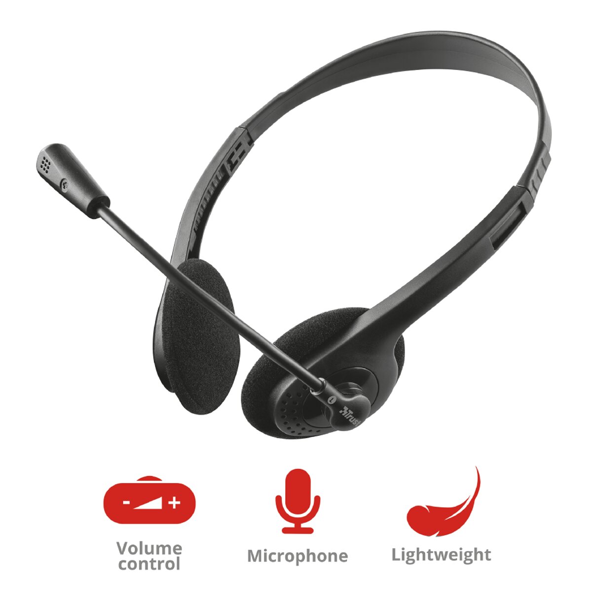 Auriculares diadema PRIMO Trust 21665 con micrófono Negro-6