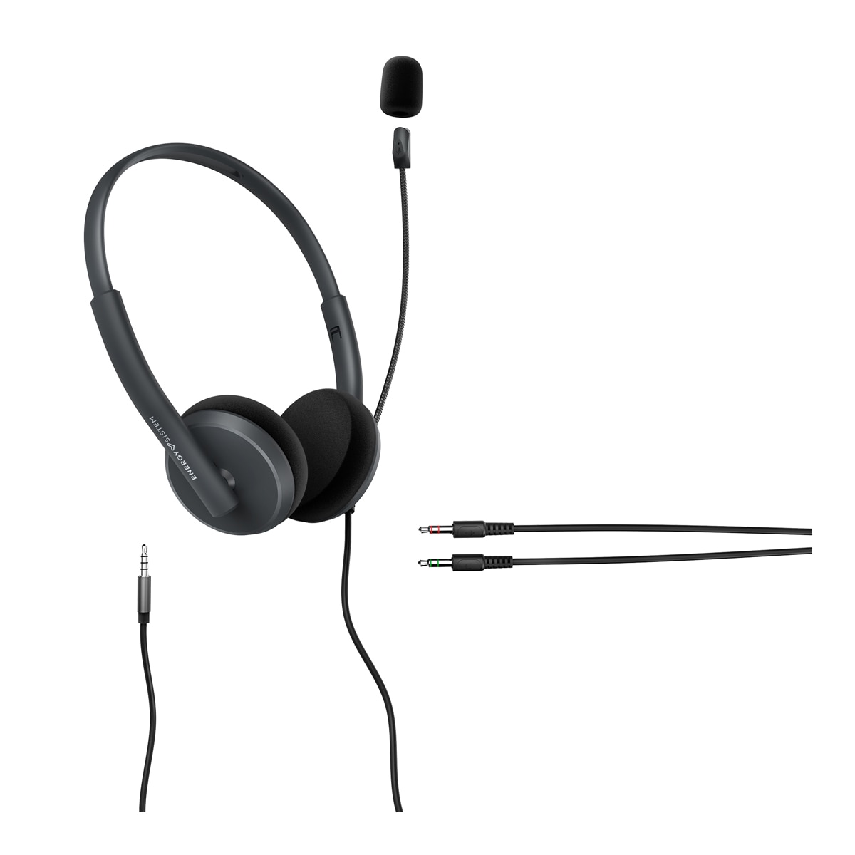 Auriculares de diadema Energy Sistem Headset Office 2 Anthracite con micrófono Negro-3