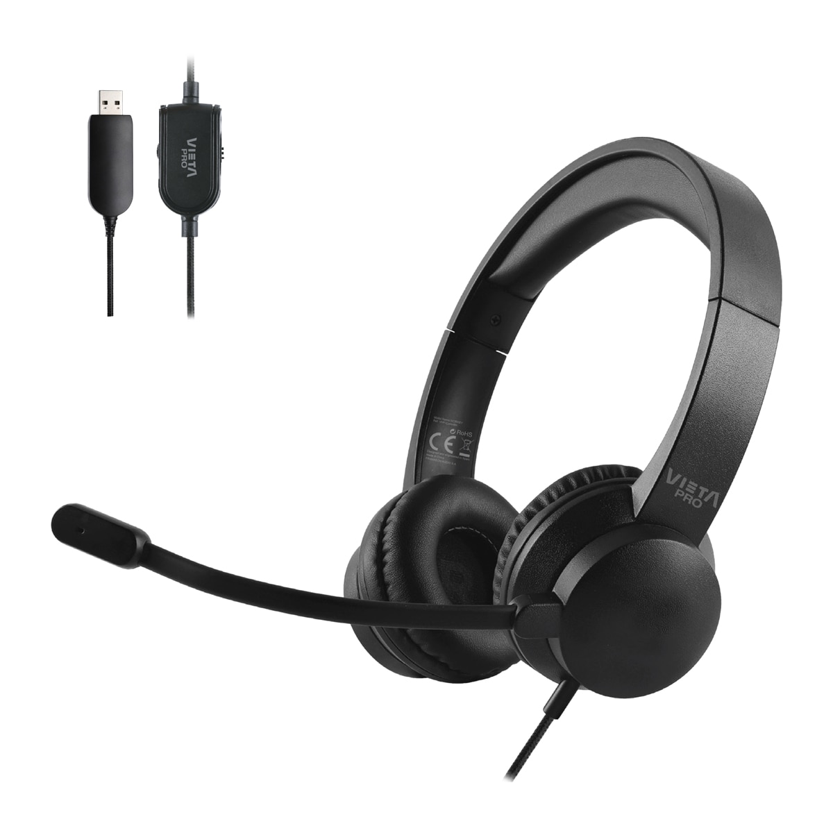 Auriculares de diadema Vieta Pro WorKey teletrabajo/gaming  con micrófono integrado Negro-3