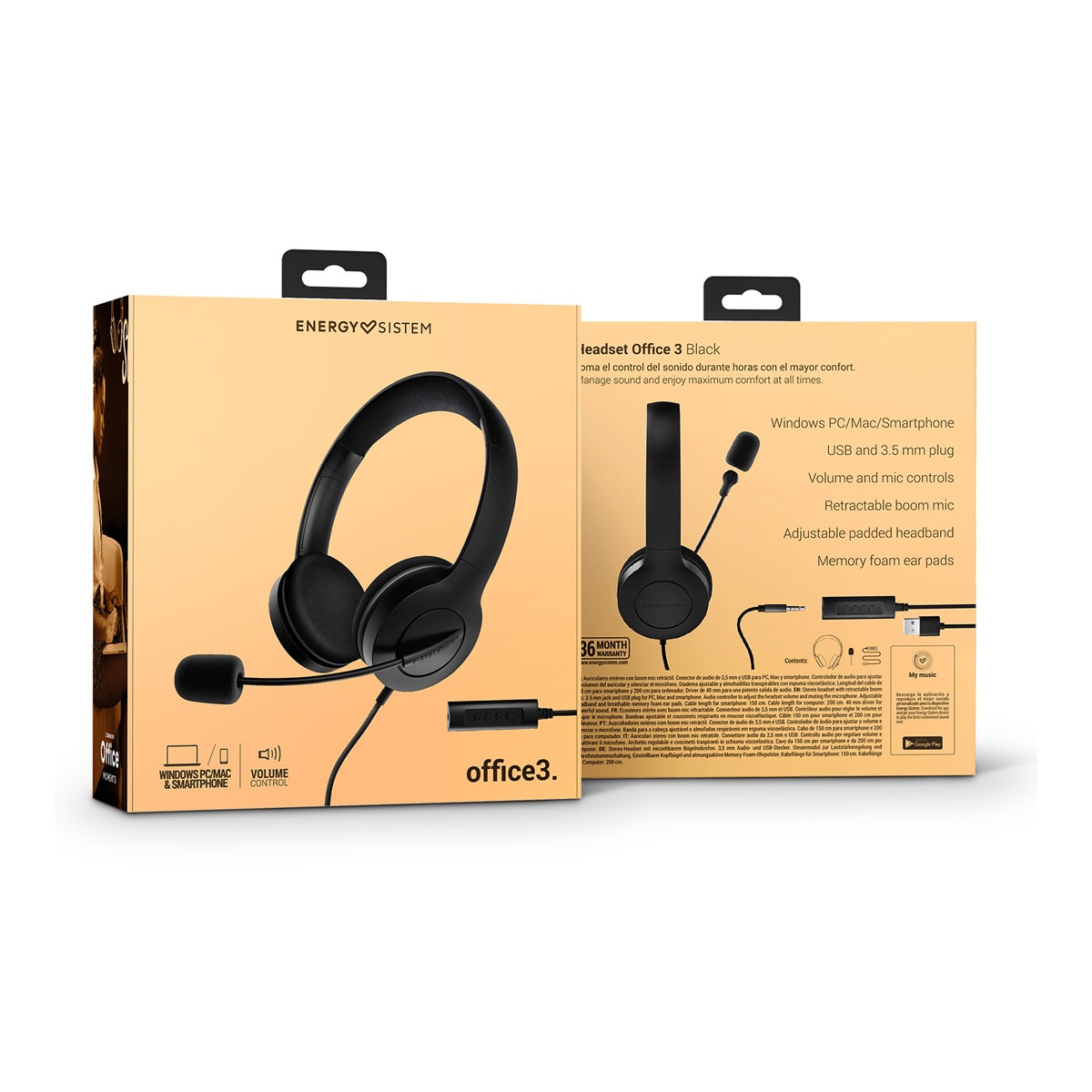 Auriculares de diadema Energy Sistem Headset Office 3 negros Negro-5