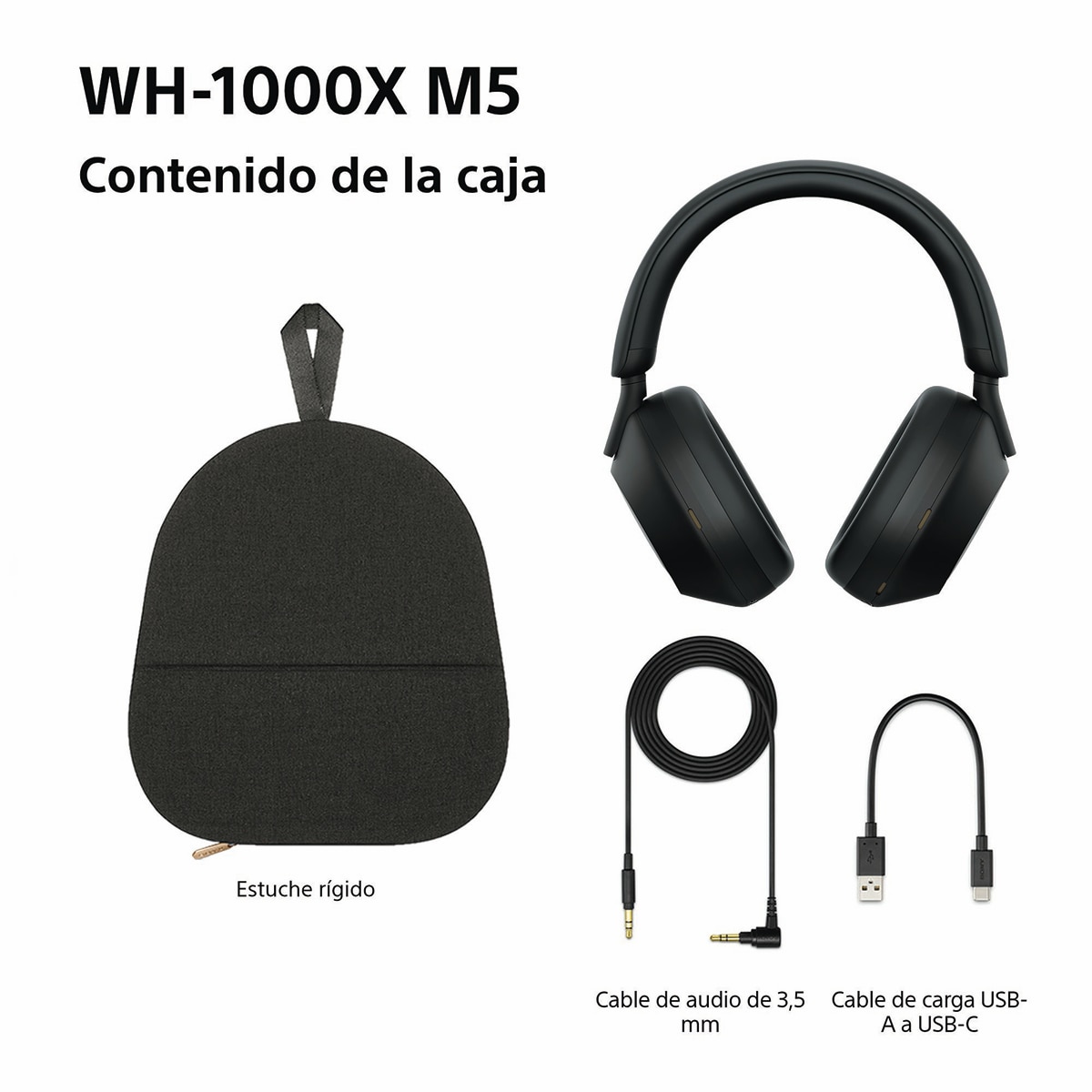 Sony WH-1000XM5 Bluetooth Auriculares de diadema Cancelación de ruido, 30 horas de batería, micrófono, para iOS, Android y PC Negro-12