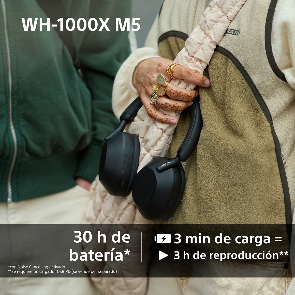 Sony WH-1000XM5 Bluetooth Auriculares de diadema Cancelación de ruido, 30 horas de batería, micrófono, para iOS, Android y PC - Plata Plata-7
