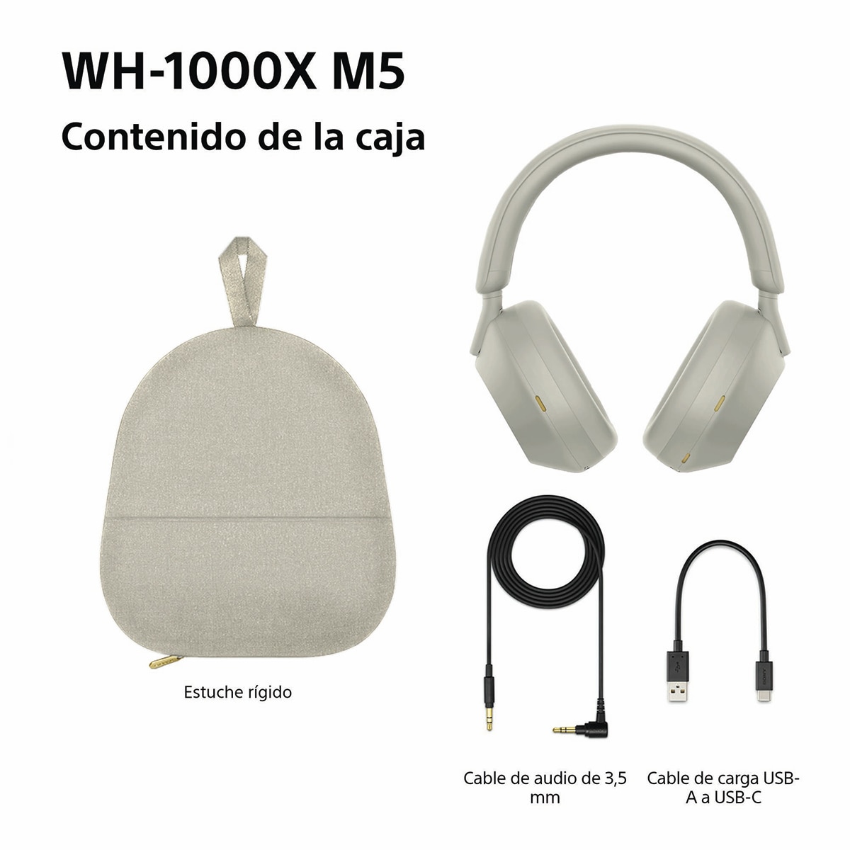 Sony WH-1000XM5 Bluetooth Auriculares de diadema Cancelación de ruido, 30 horas de batería, micrófono, para iOS, Android y PC - Plata Plata-12