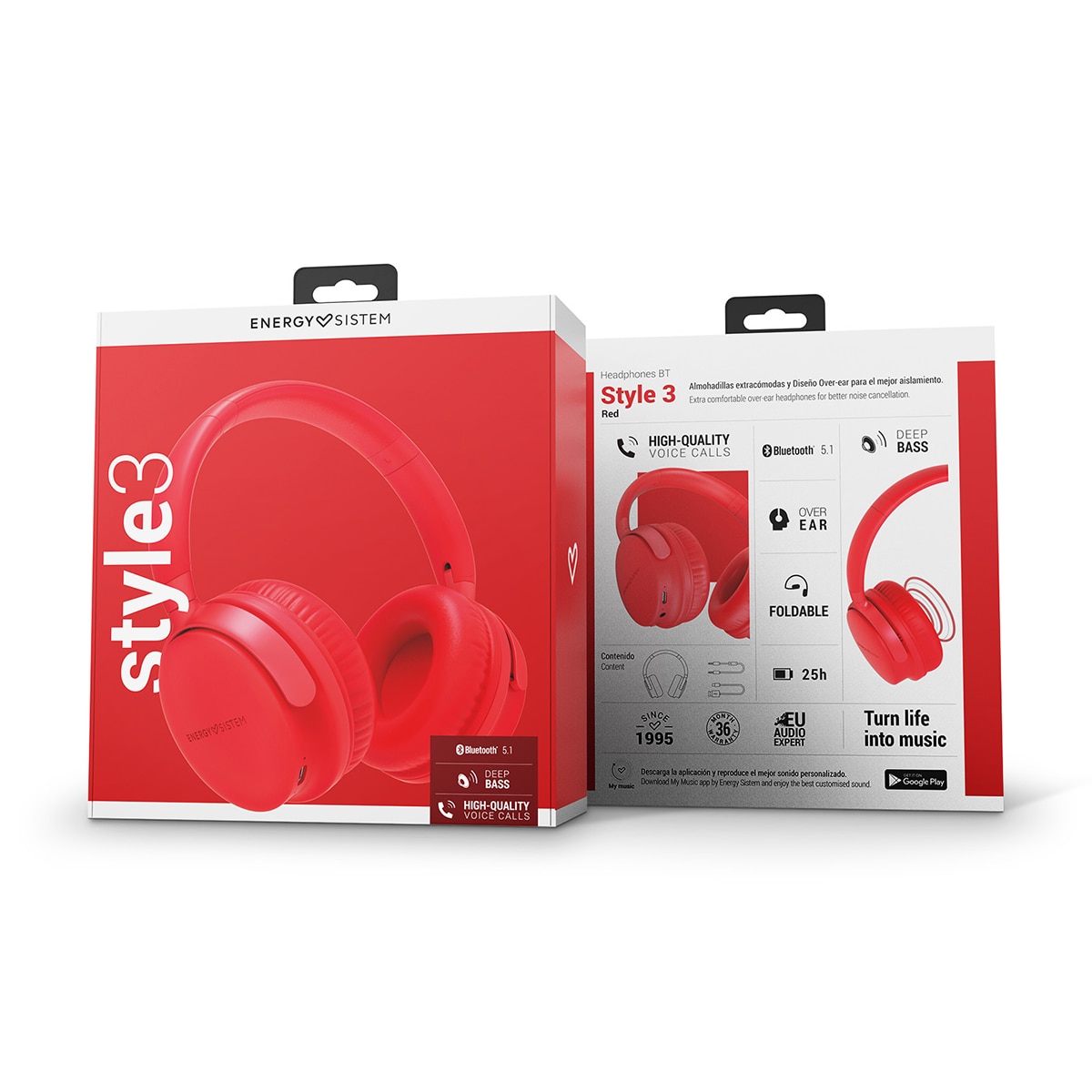 Auriculares de diadema Energy Sistem Style 3 Bluetooth con micrófono Rojo-6