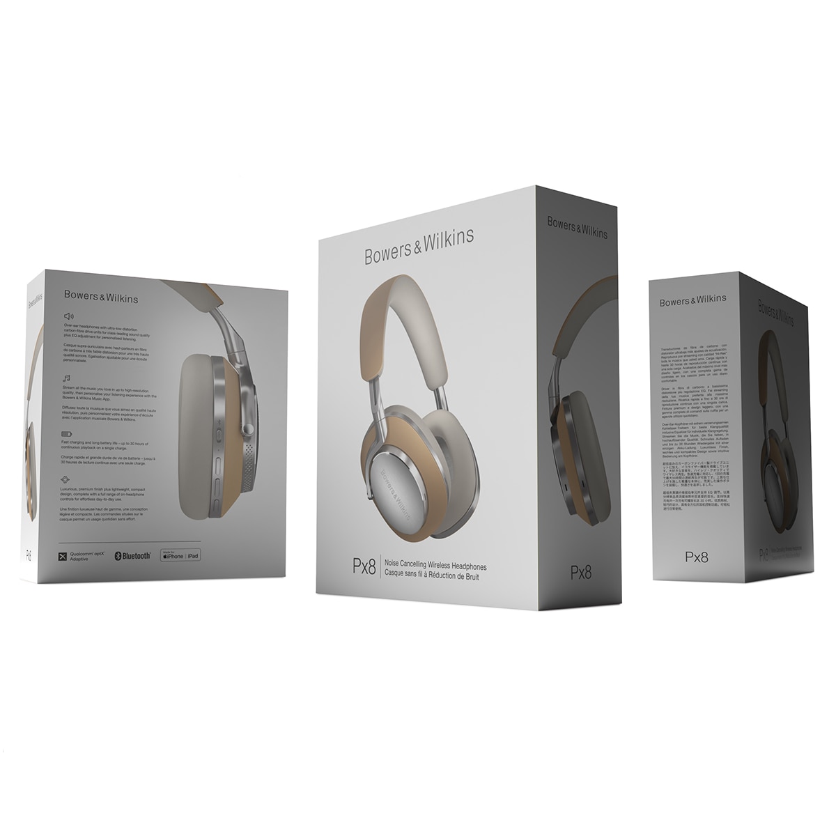 Auscultadores Bluetooth Bowers & Wilkins Px8 sem Fios com Cancelamento de Ruído Bege-9