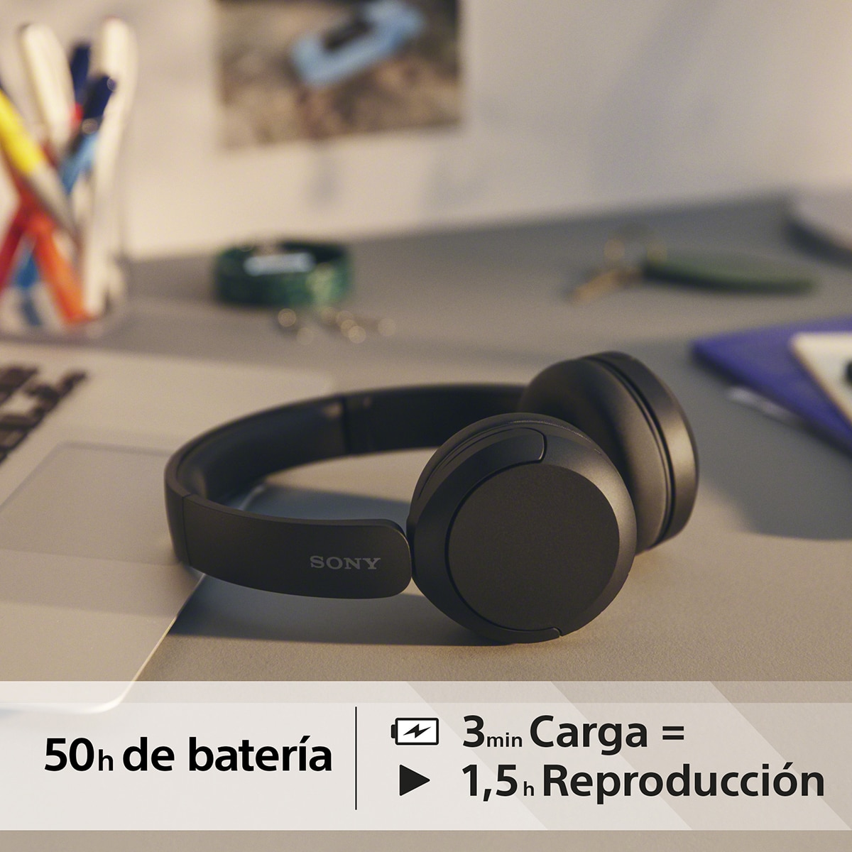 Sony WH-CH520 Auriculares inalámbricos de diadema, hasta 50h batería, ecualizador, iOS, Android y PC - Negro Negro-7