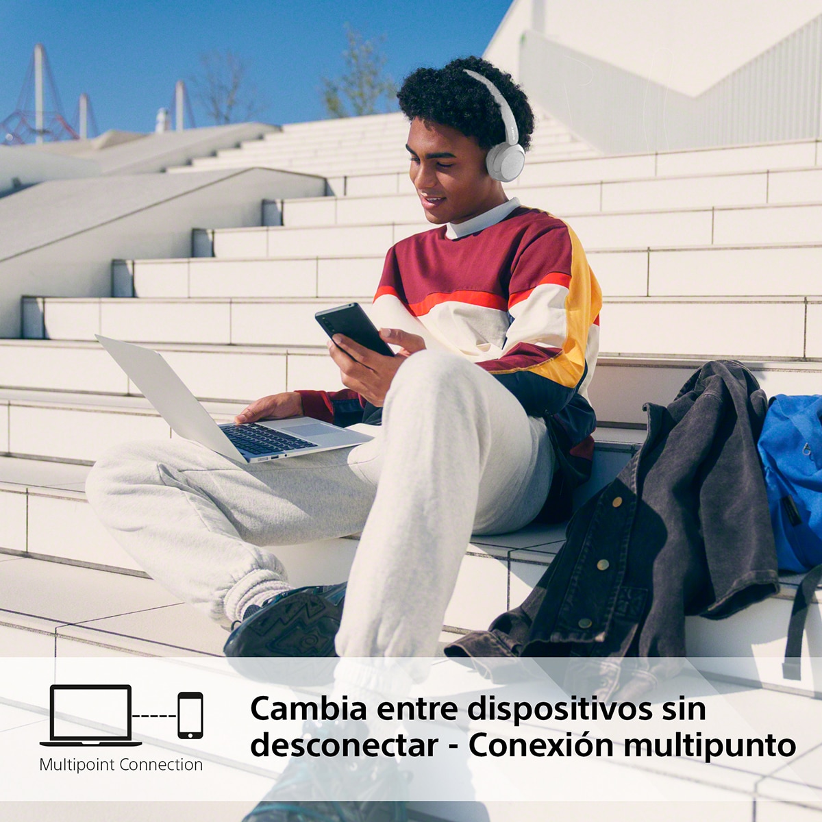 Sony WH-CH520 Auriculares inalámbricos de diadema, hasta 50h batería, ecualizador, iOS, Android y PC Blanco-11
