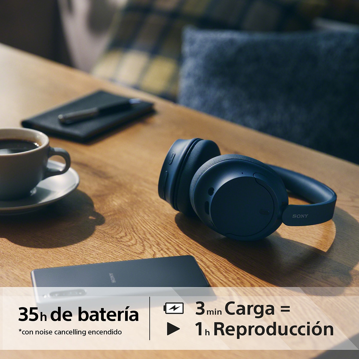 Sony WH CH720N Auriculares de diadema inalámbricos, Cancelación de ruido, hasta 50h. de batería, iOS, Android y PC - Azul Azul-8