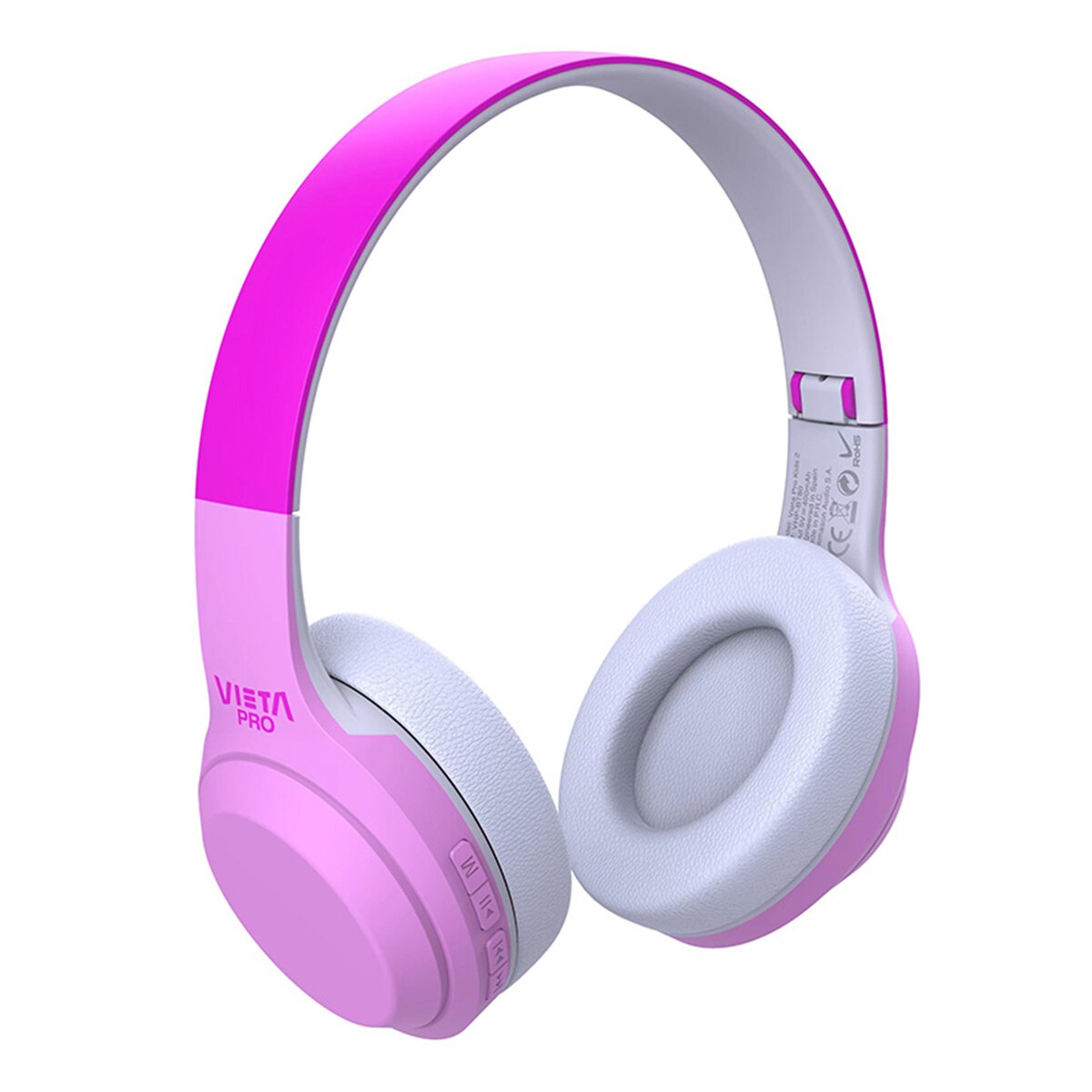 Auriculares de diadema Vieta Pro Kids 2, Bluetooth, rosas y blancos Rosa / Blanco-2
