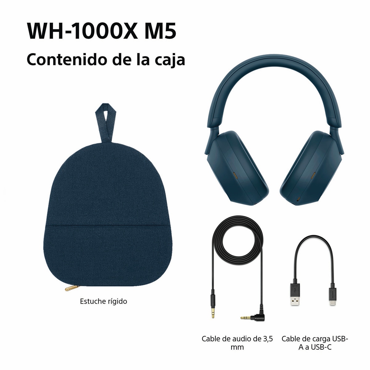 Sony WH-1000XM5 Bluetooth Auriculares de diadema Cancelación de ruido, 30 horas de batería, micrófono, para iOS, Android y PC - Azul Medianoche Azul Medianoche-12