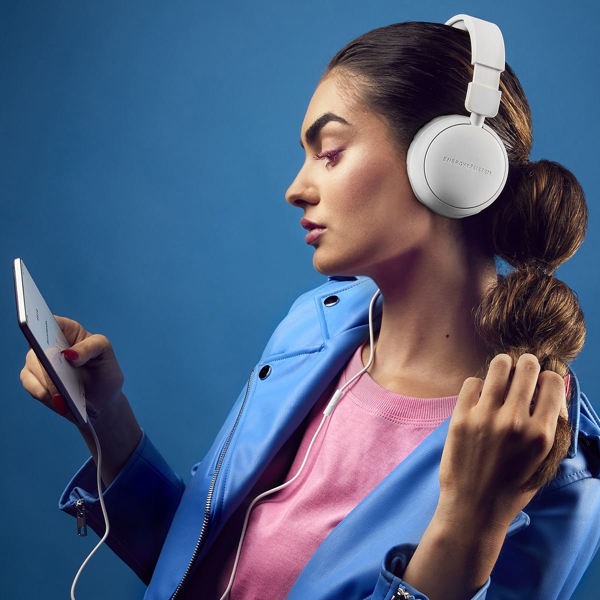 Auriculares diadema Energy Sistem FunVibe blanco 100% plástico reciclado, cable extraíble, micrófono integrado y compatible con Voice Assistant Blanco / Gris-6