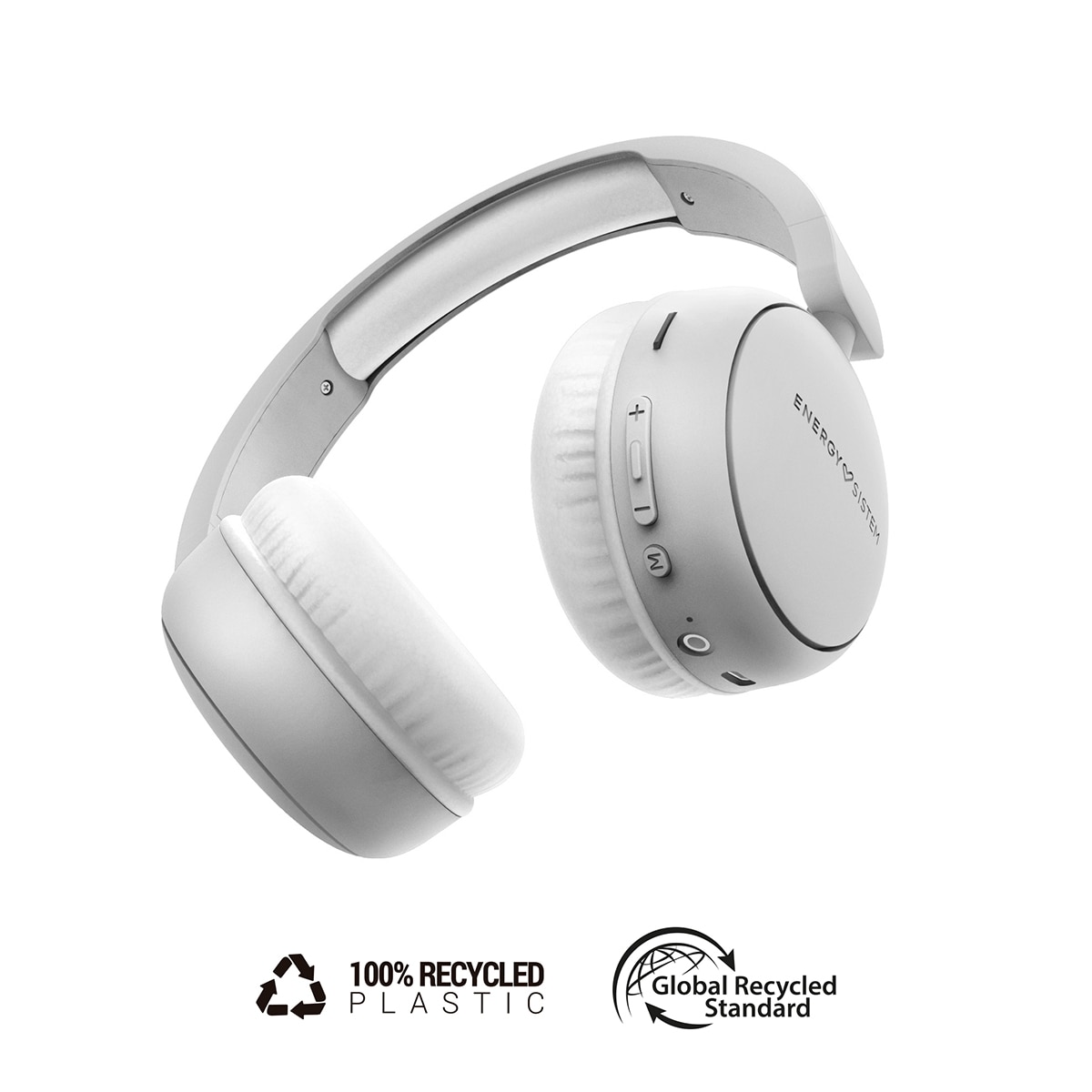 Auriculares diadema Bluetooth Energy Sistem Starlit Radio 100% plástico reciclado, radio FM, reproductor MP3 y ranura para tarjeta Micro SD. Gris / Blanco-5