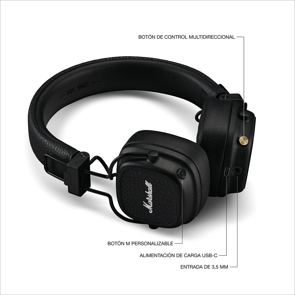 Auriculares de diadema Marshall Major V BT Negro Negro-6