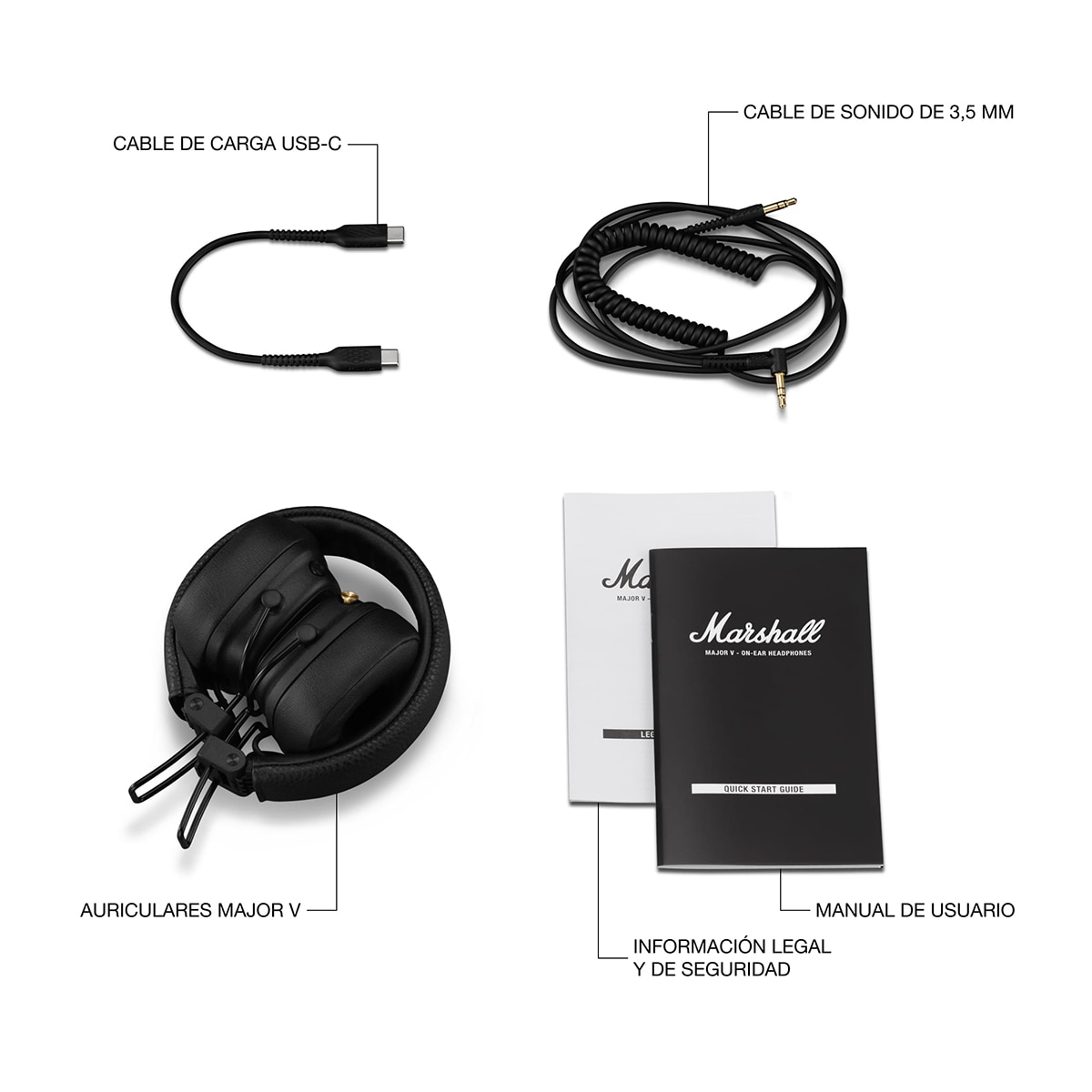 Auriculares de diadema Marshall Major V BT Negro Negro-11