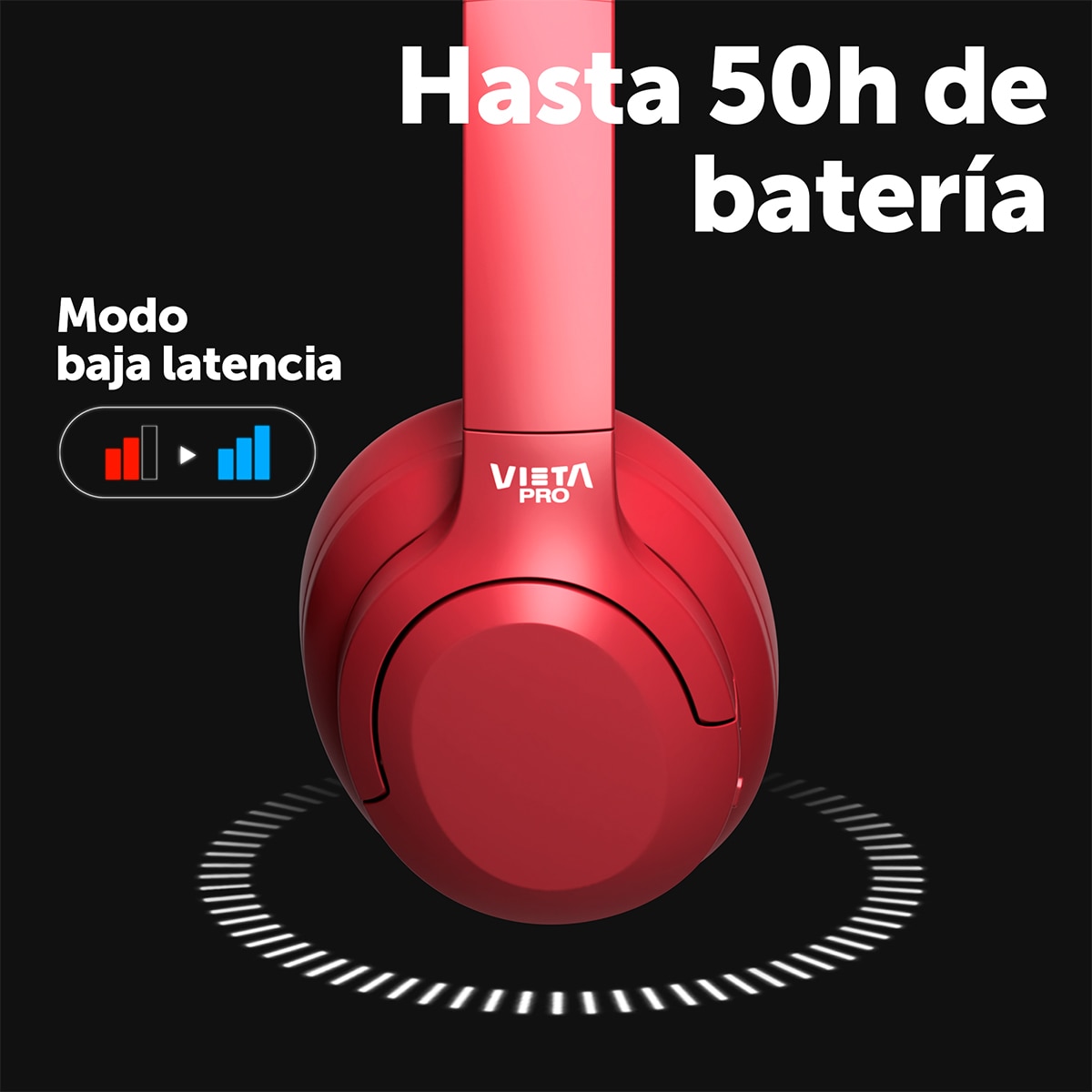 Auriculares de diadema Vieta Pro Flow rojo Bluetooth 5.4 Rojo-3