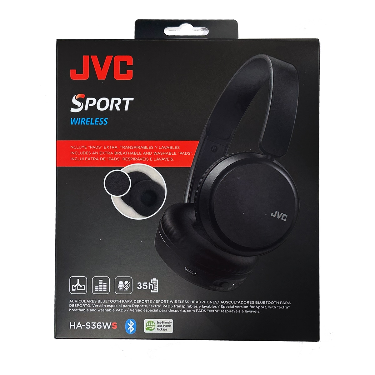 Auriculares de diadema inalámbricos JVC HA-S36WS-B Negro, Deep Bass, conexión multipunto y 35 horas de autonomía Negro-6