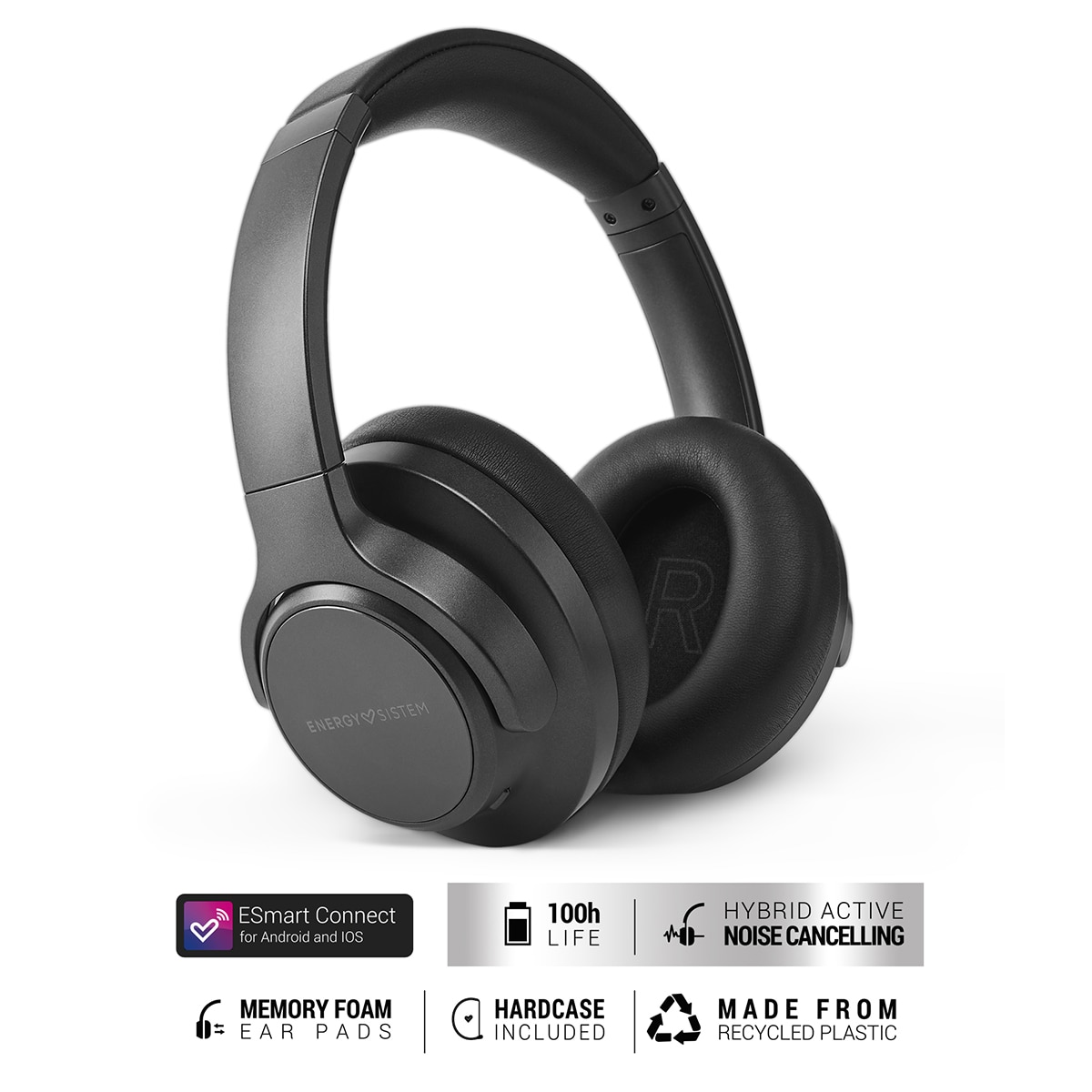 Auriculares de diadema Energy Sistem Silent, ANC, Bluetooth 5.4, Negros Negro-6