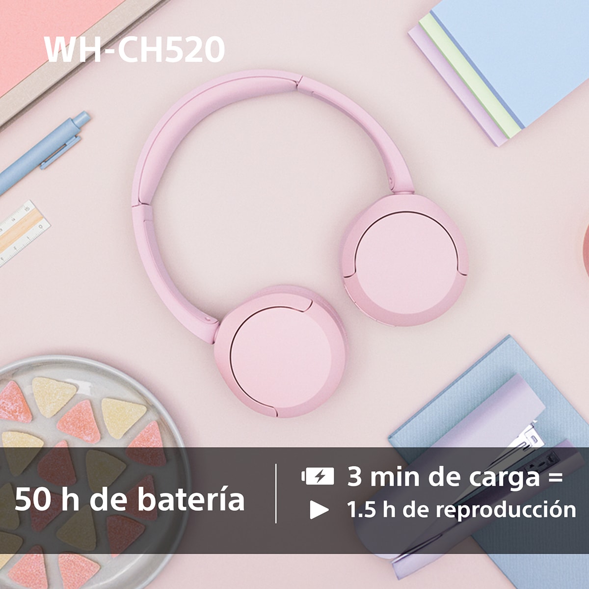 Sony WH-CH520 Auriculares inalámbricos de diadema, hasta 50h batería, ecualizador, iOS, Android y PC Amarillo-5