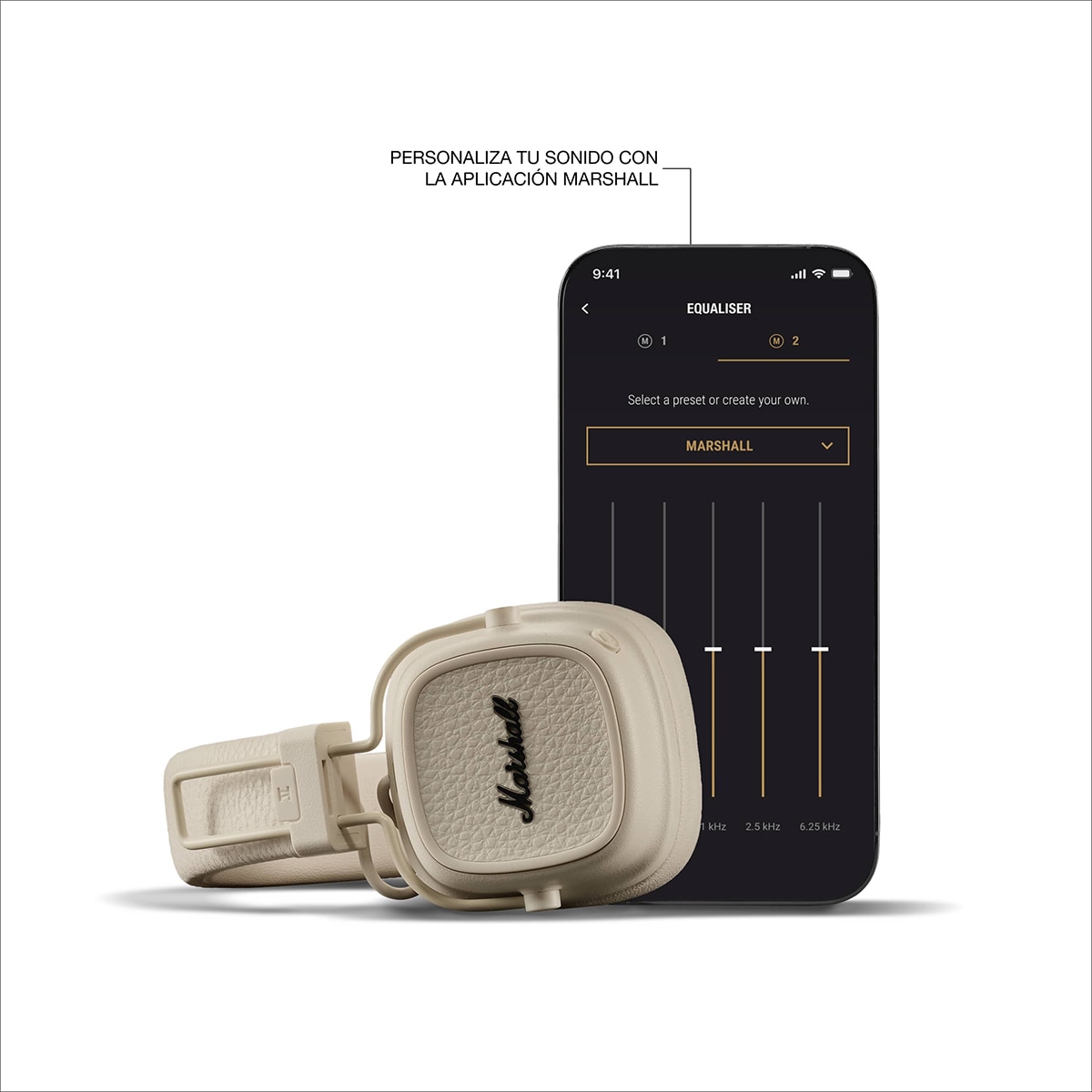Auriculares de diadema Marshall Major V Bluetooth - Crema Crema-10