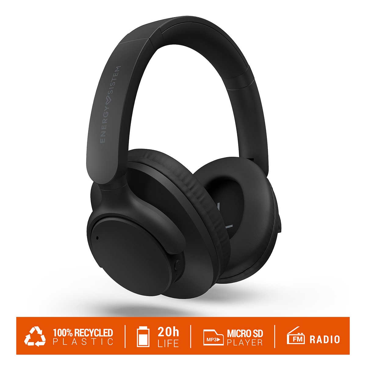 Auriculares Diadema Energy Sistem RadioBeat, Bluetooth 5.4, 20h de batería, Multipunto, radio FM, Micro SD MP3 player, Asistente de Voz - Negro Negro-6