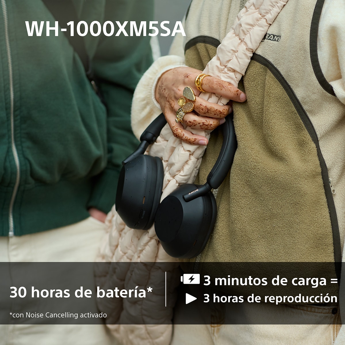 Sony WH-1000XM5 Bluetooth Auriculares de diadema Cancelación de ruido, Estuche Blando, 30 horas de batería, micrófono, para iOS, Android y PC Negro-7