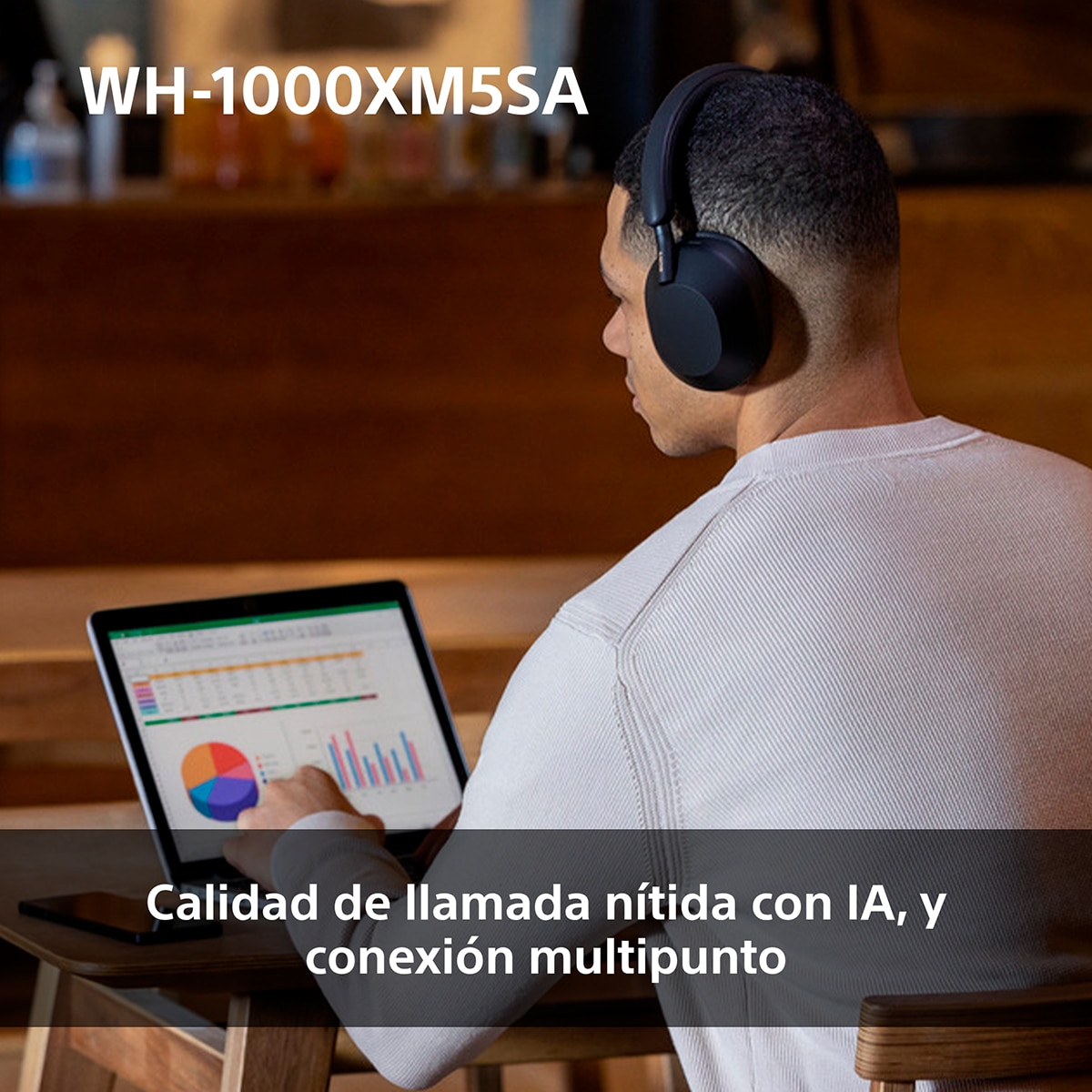 Sony WH-1000XM5 Bluetooth Auriculares de diadema Cancelación de ruido, Estuche Blando, 30 horas de batería, micrófono, para iOS, Android y PC Negro-9