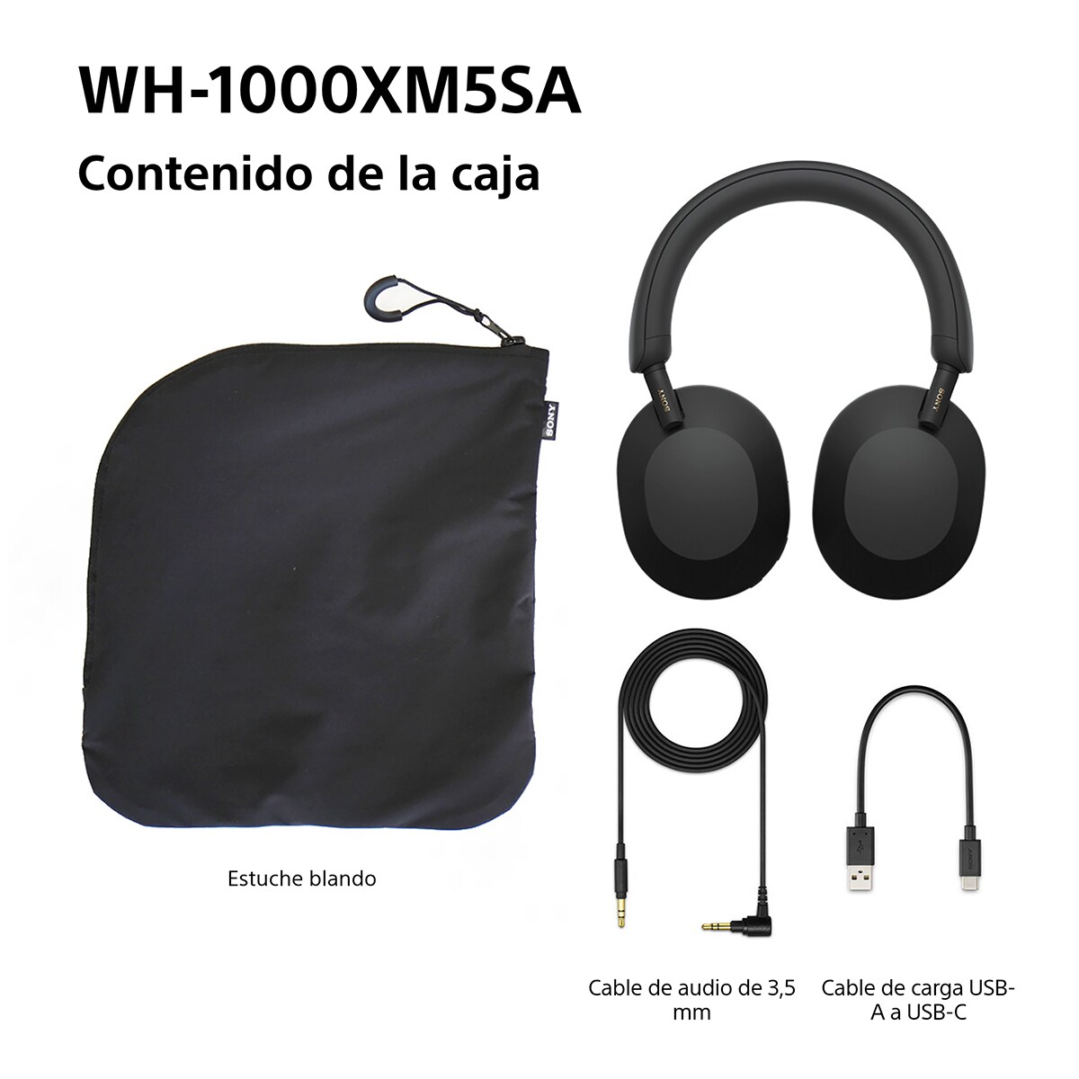 Sony WH-1000XM5 Bluetooth Auriculares de diadema Cancelación de ruido, Estuche Blando, 30 horas de batería, micrófono, para iOS, Android y PC Negro-12