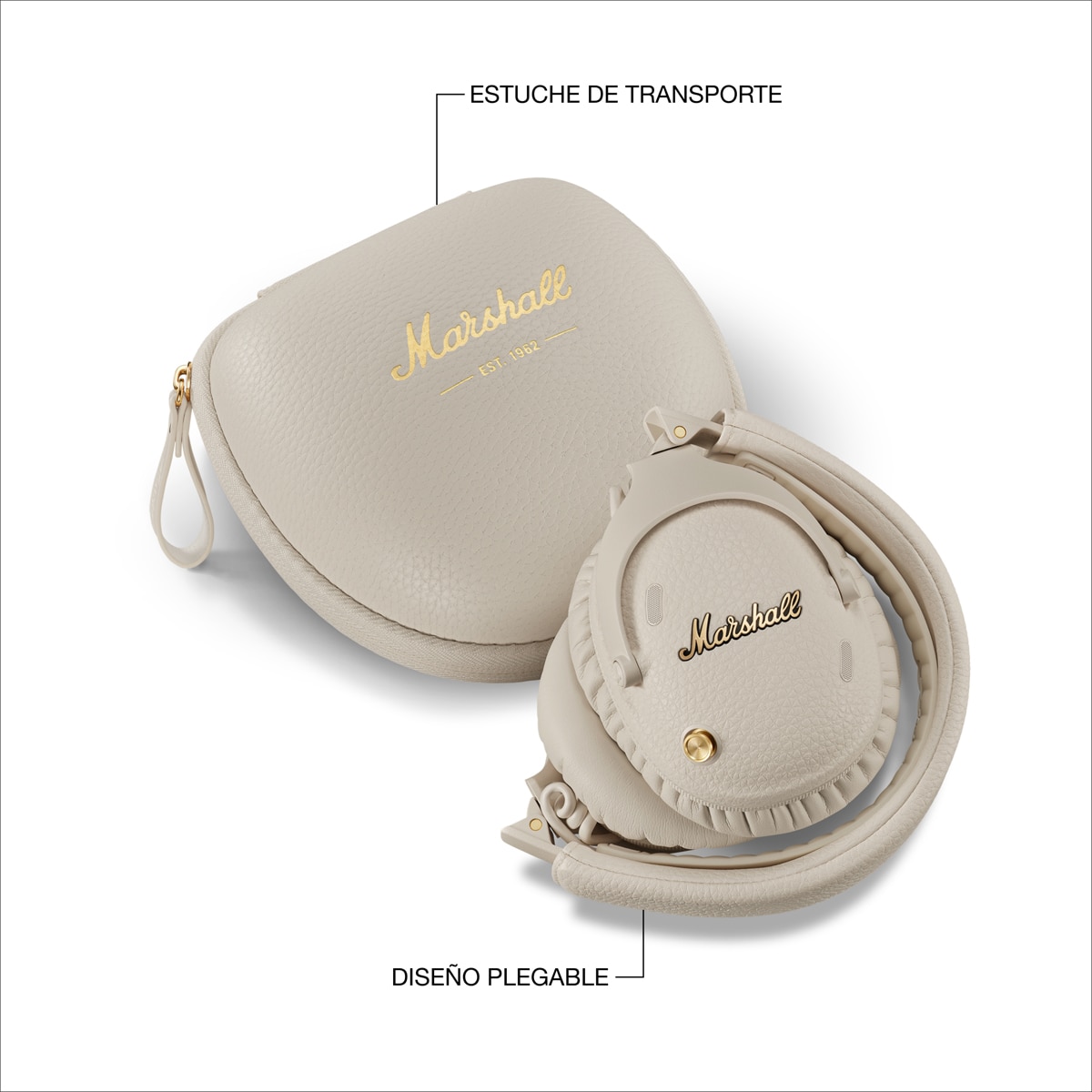 Auriculares de diadema Marshall Monitor III A.N.C Cream, Bluetooth Crema-6