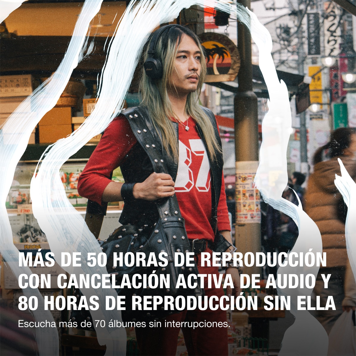 Auricular de Diadema Marshall Milton A.N.C. con cancelación activa de ruido - Negro Negro-2
