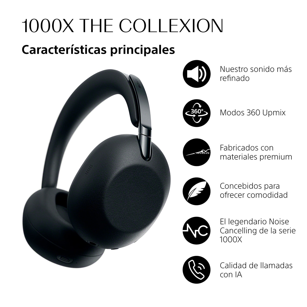 SONY 1000X THE COLLEXION Auriculares de lujo inalámbricos Noise Cancelling, Hi-Res calidad estudio, 360 Spatial Audio, estuche resistente - Negro Negro-3
