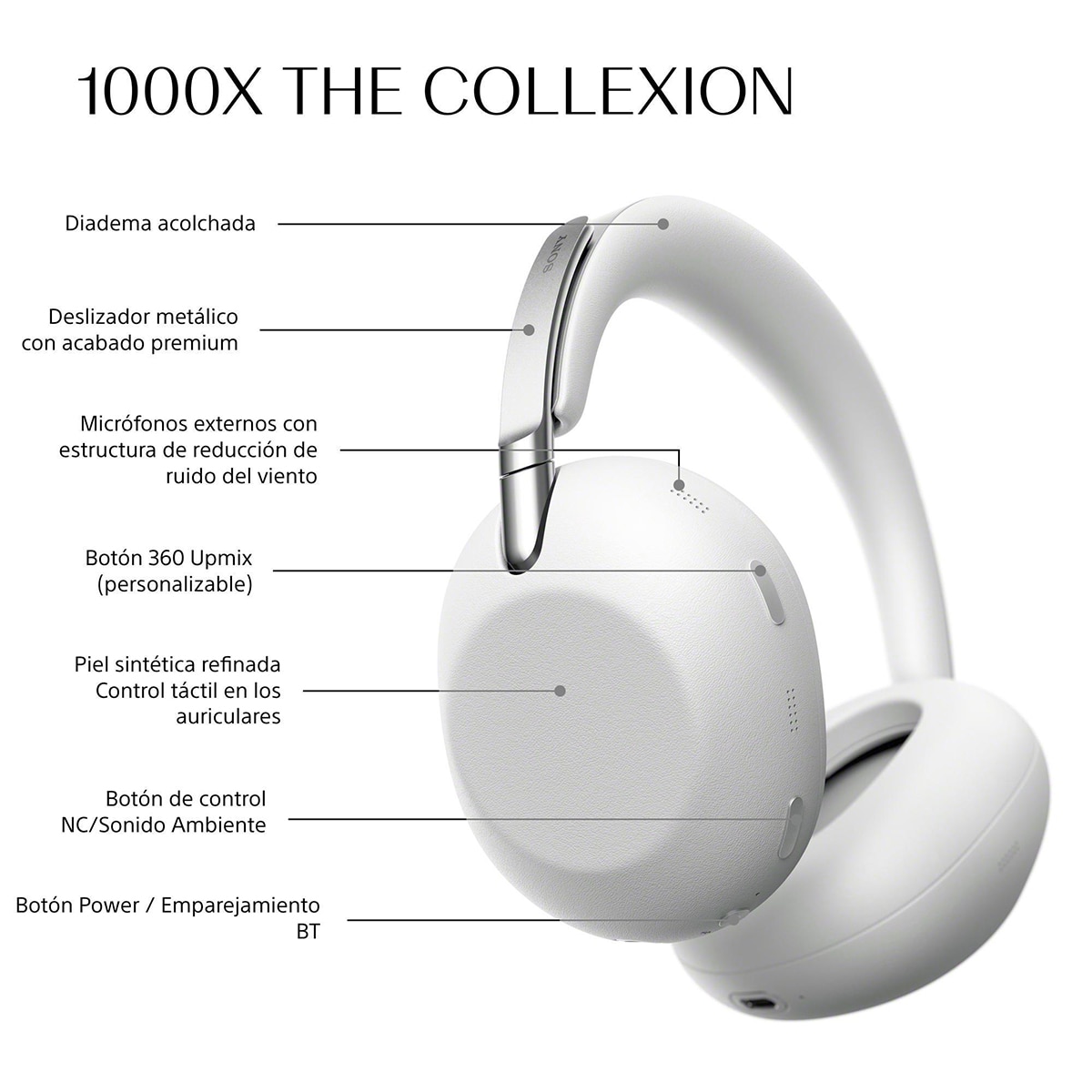 SONY 1000X THE COLLEXION Auriculares de lujo inalámbricos Noise Cancelling, Hi-Res calidad estudio, 360 Spatial Audio, estuche resistente - Blanco / Plata Blanco / Plata-12