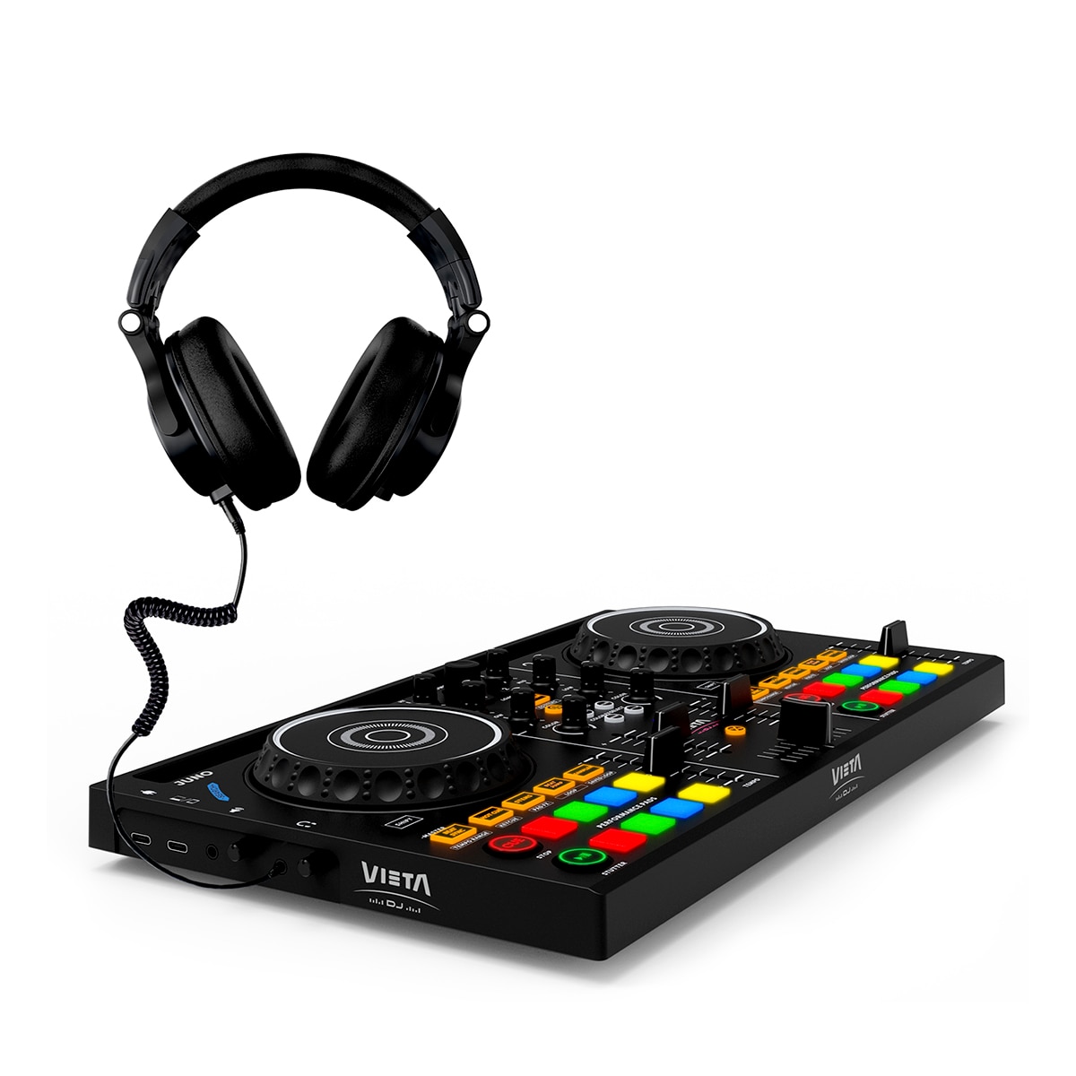 Auriculares de diadema DJ Vieta Pro Halo, con cable y aislamiento de sonido profesional - Negro Negro-6